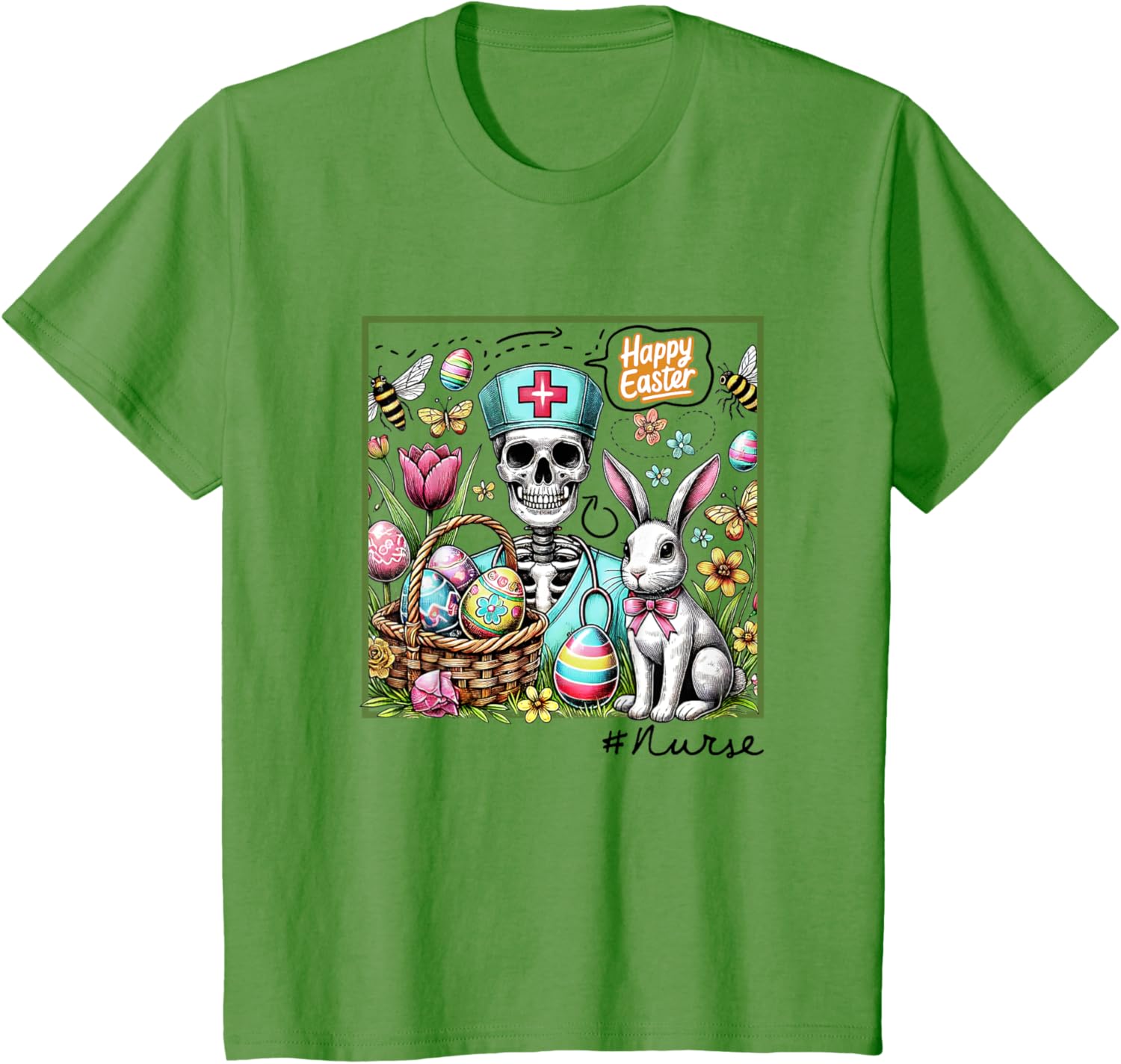 Nurse Easter Day Skeleton Cute Bunny Eggs Coquette Nursing T-Shirt