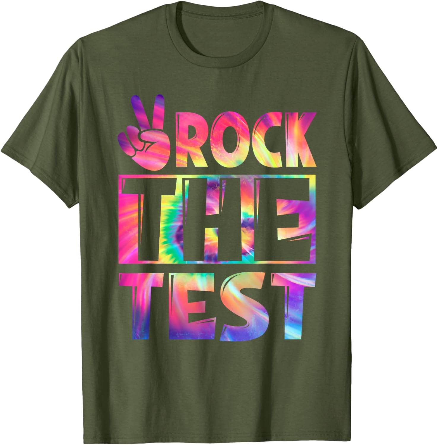 Peace Tie Dye Rock The Test Happy Testing Day Teacher Lover T-Shirt