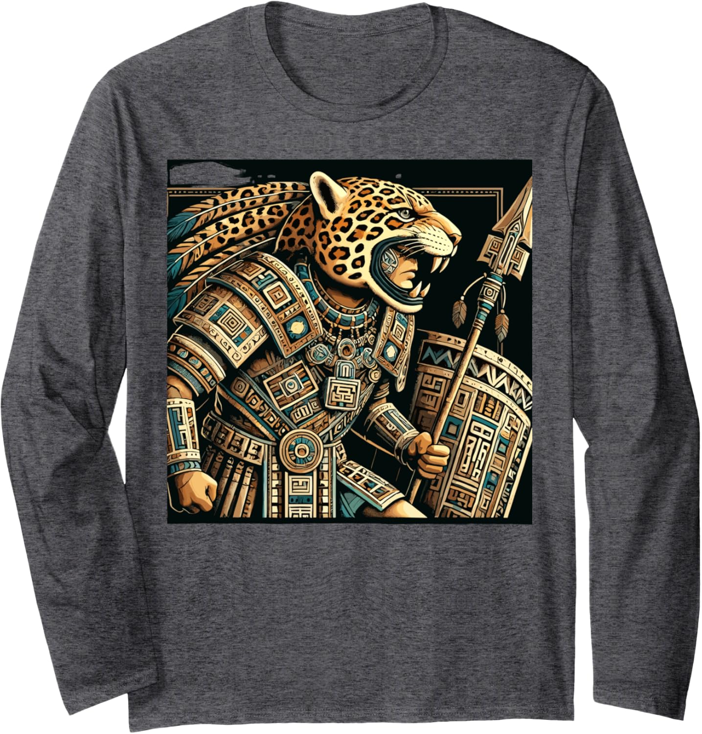 Penachos Aztecas Mexico Aztec Warrior Costume Mayan Jaguar Long Sleeve T-Shirt