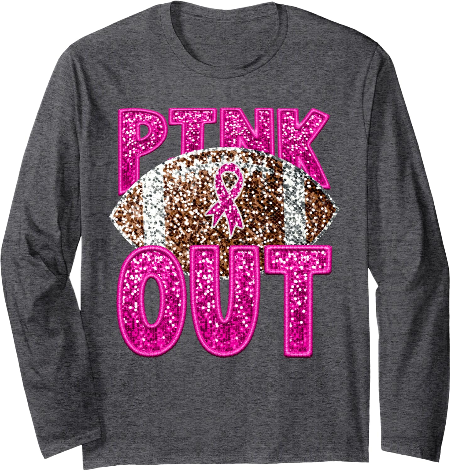 Pink Out For Breast Cancer Awareness Football Tackle Cancer Long Sleeve T-Shirt