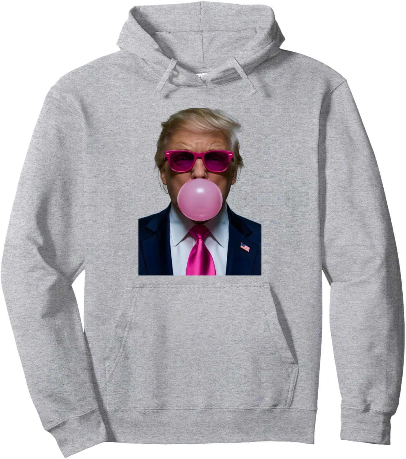 Pink Sunglasses Funny Donald Trump Pink Bubble Gum 2024 Pullover Hoodie