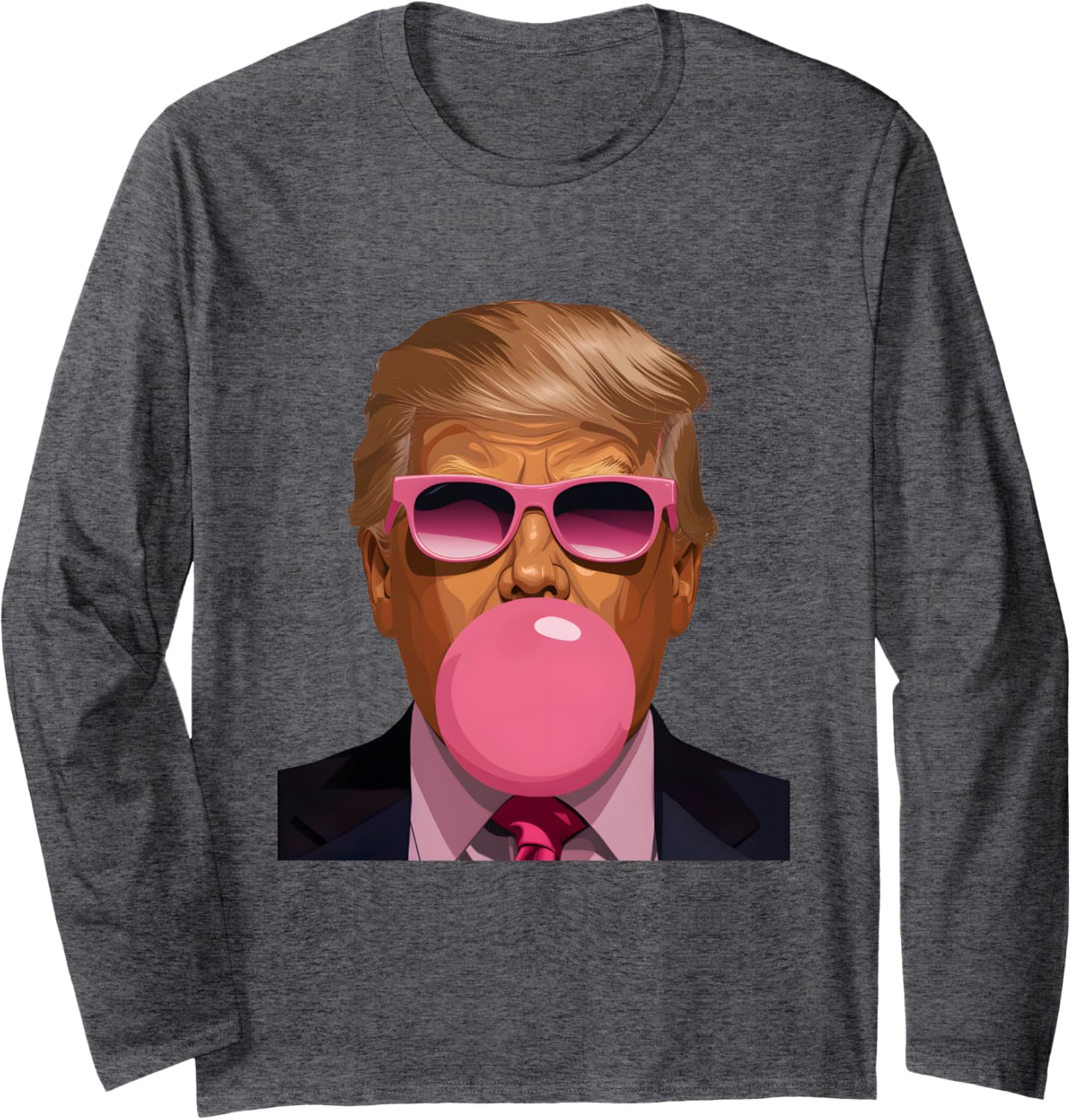 Pink Sunglasses Trump Bubble Gum 2024 Vote President Funny Long Sleeve T-Shirt