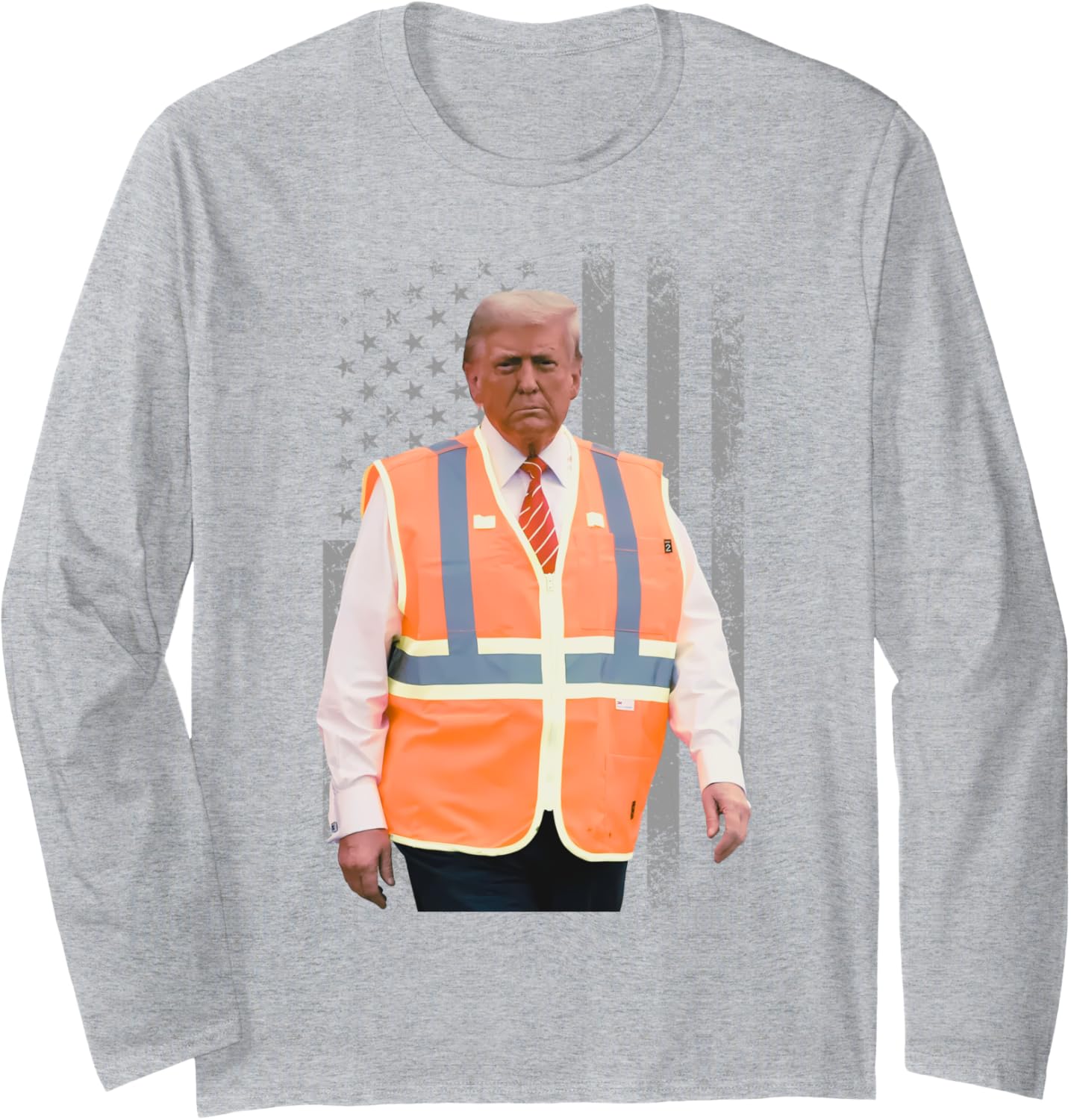 President Trump Garbage Truck Worker Vest USA Flag MAGA 2025 Long Sleeve T-Shirt