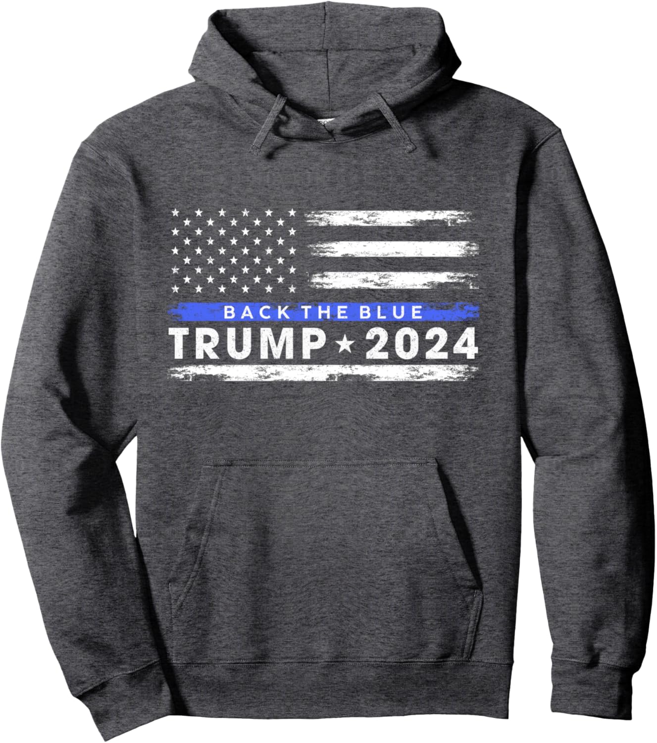 Pro Trump 2024 Back The Blue Thin Blue Line American Flag Pullover Hoodie