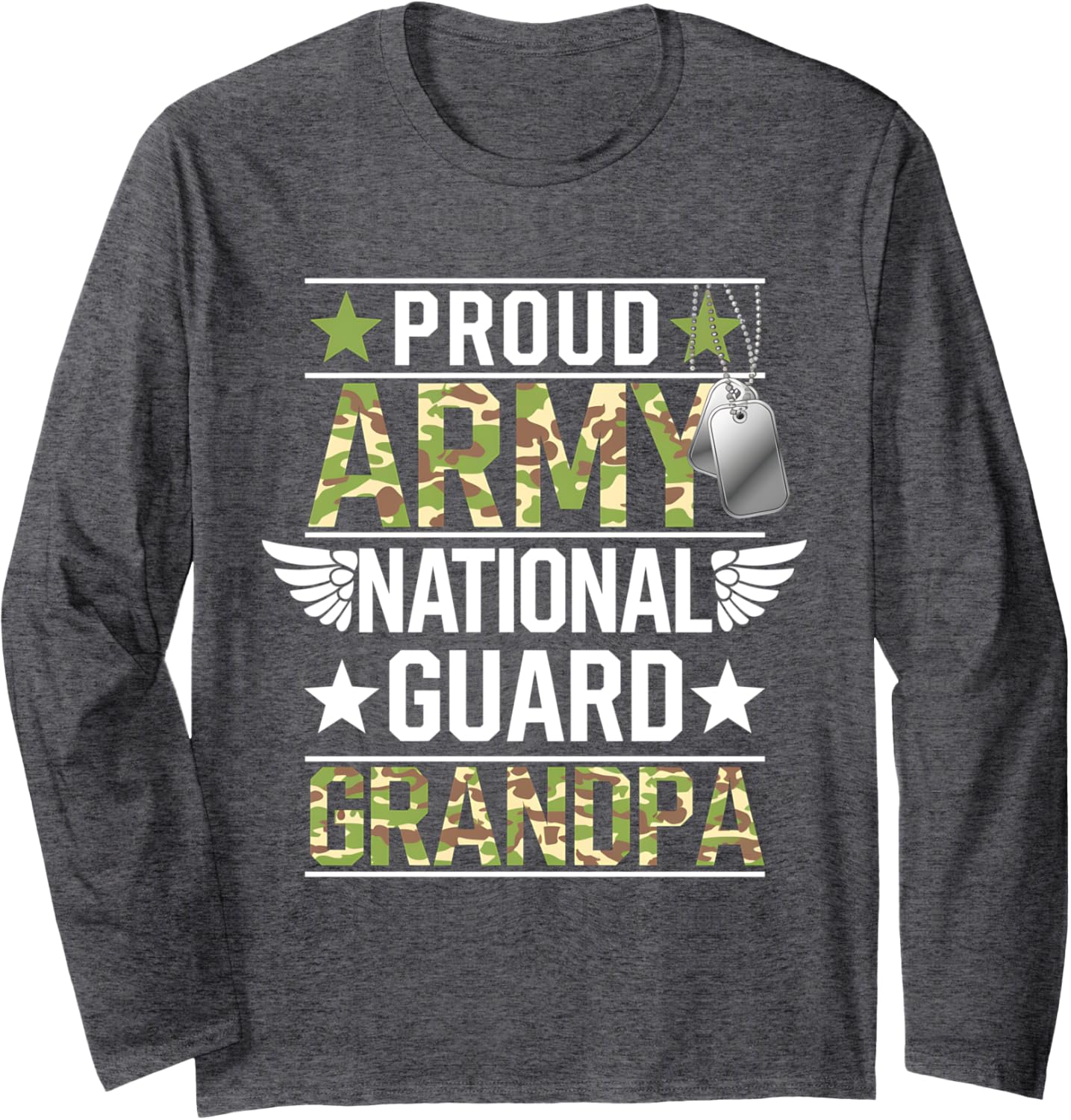 Proud Army National Guard Grandpa Veterans Day American Flag Long Sleeve T-Shirt