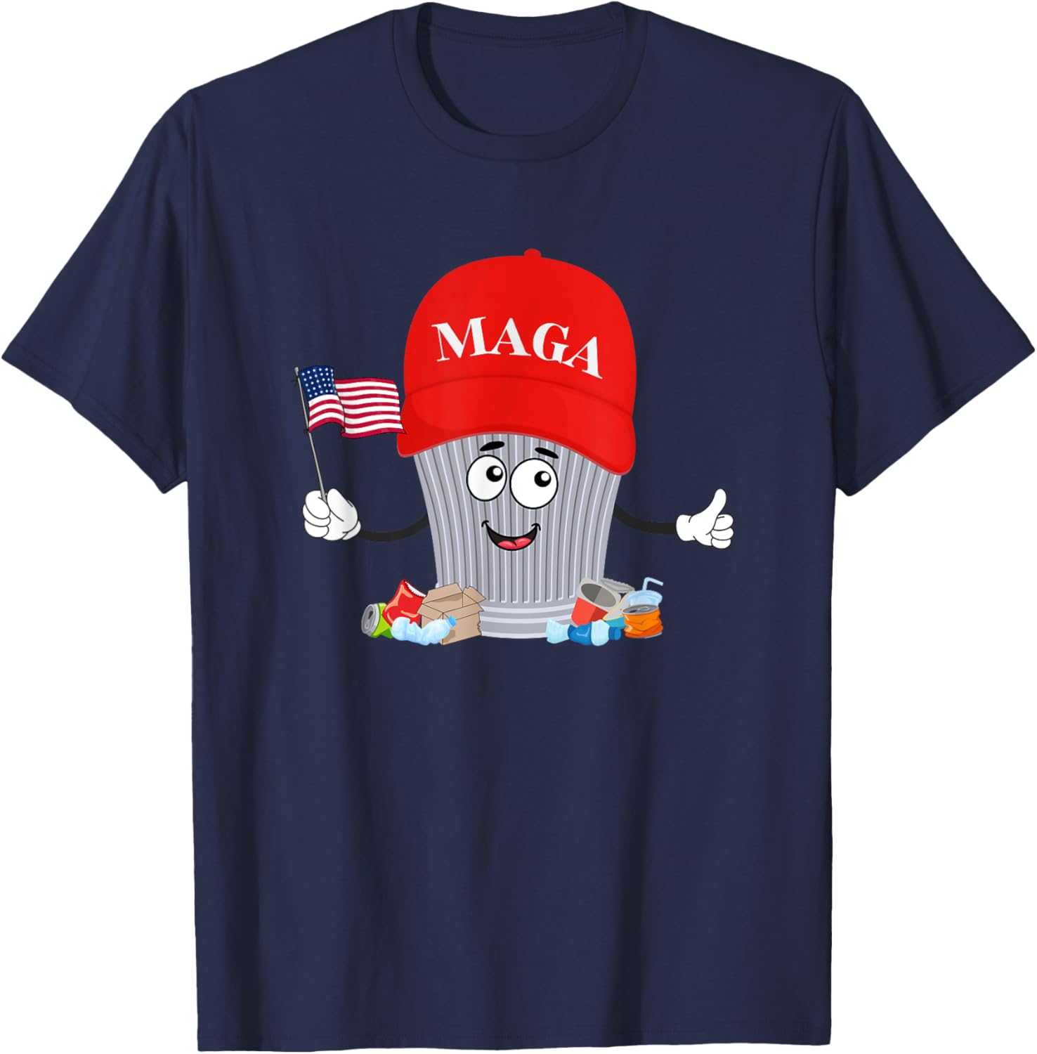 Proud MAGA Garbage Trump Supporter Trash Can Cartoon Funny T-Shirt