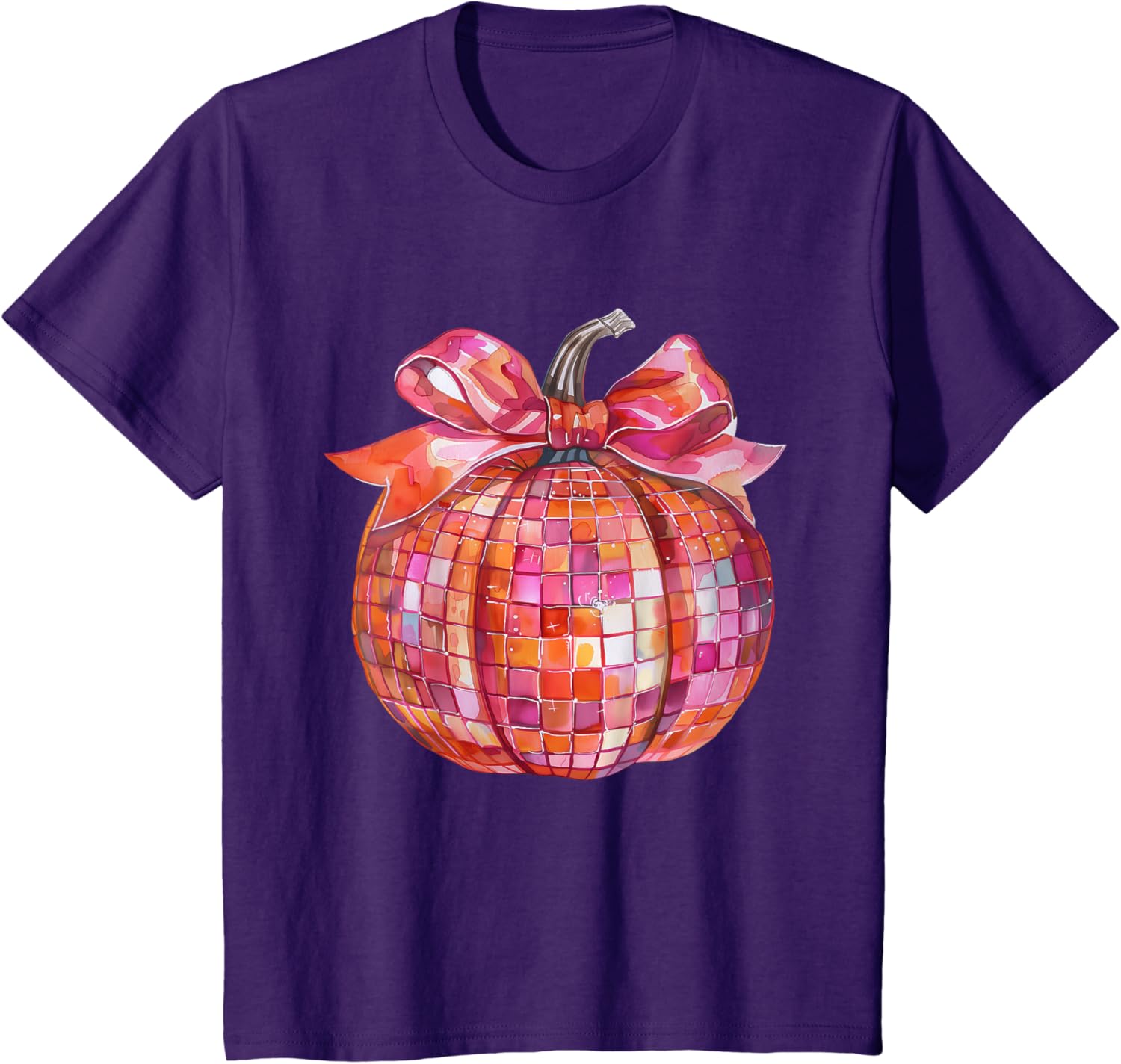 Pumpkin Disco Coquette Bow Fall Autumn Halloween Costume T-Shirt