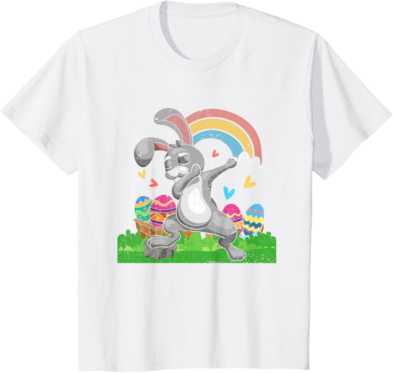 Rainbow Easter Eggs Funny Dabbing Rabbit Bunny Happy Easter T-Shirt