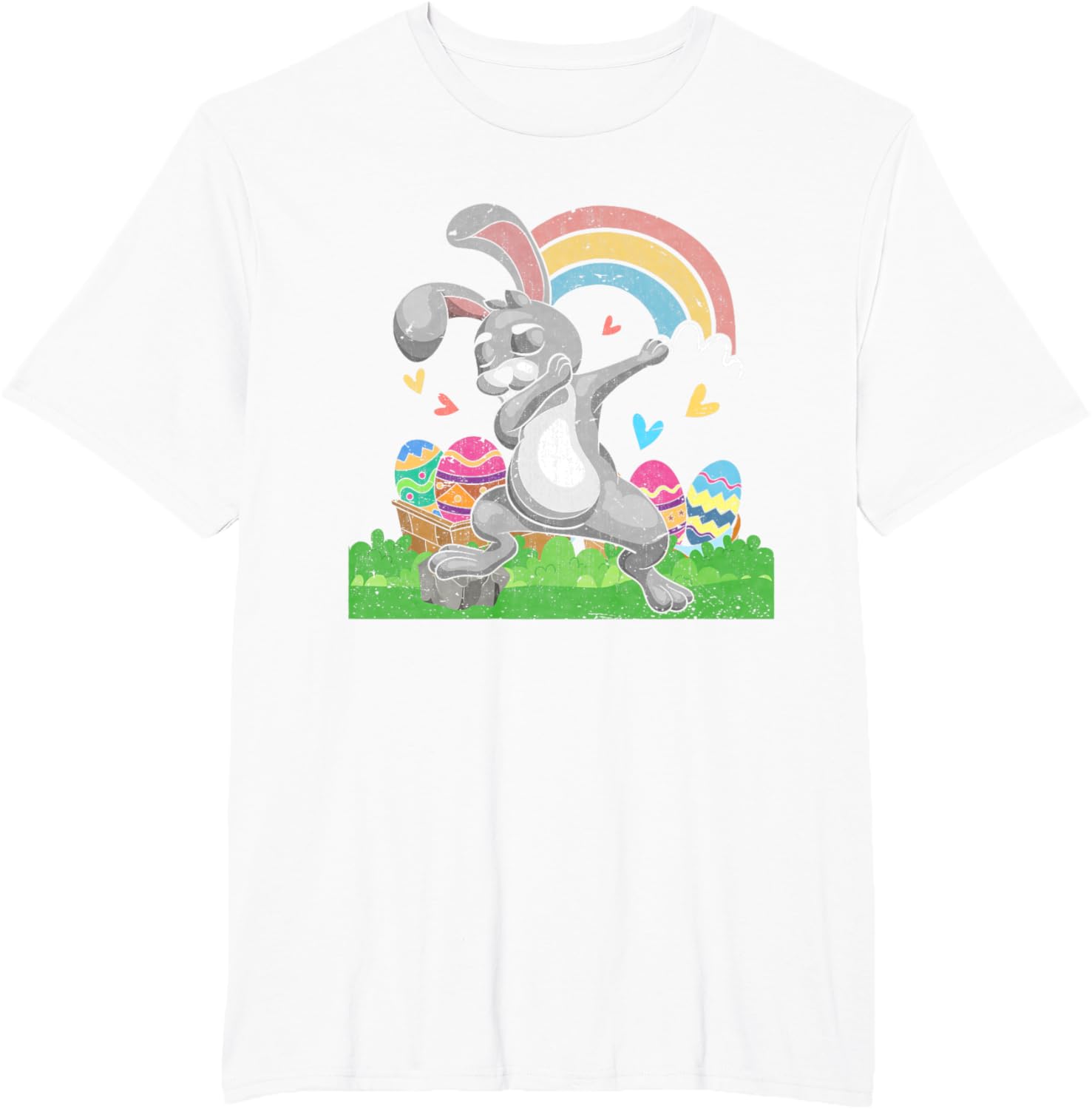 Rainbow Easter Eggs Funny Dabbing Rabbit Bunny Happy Easter T-Shirt