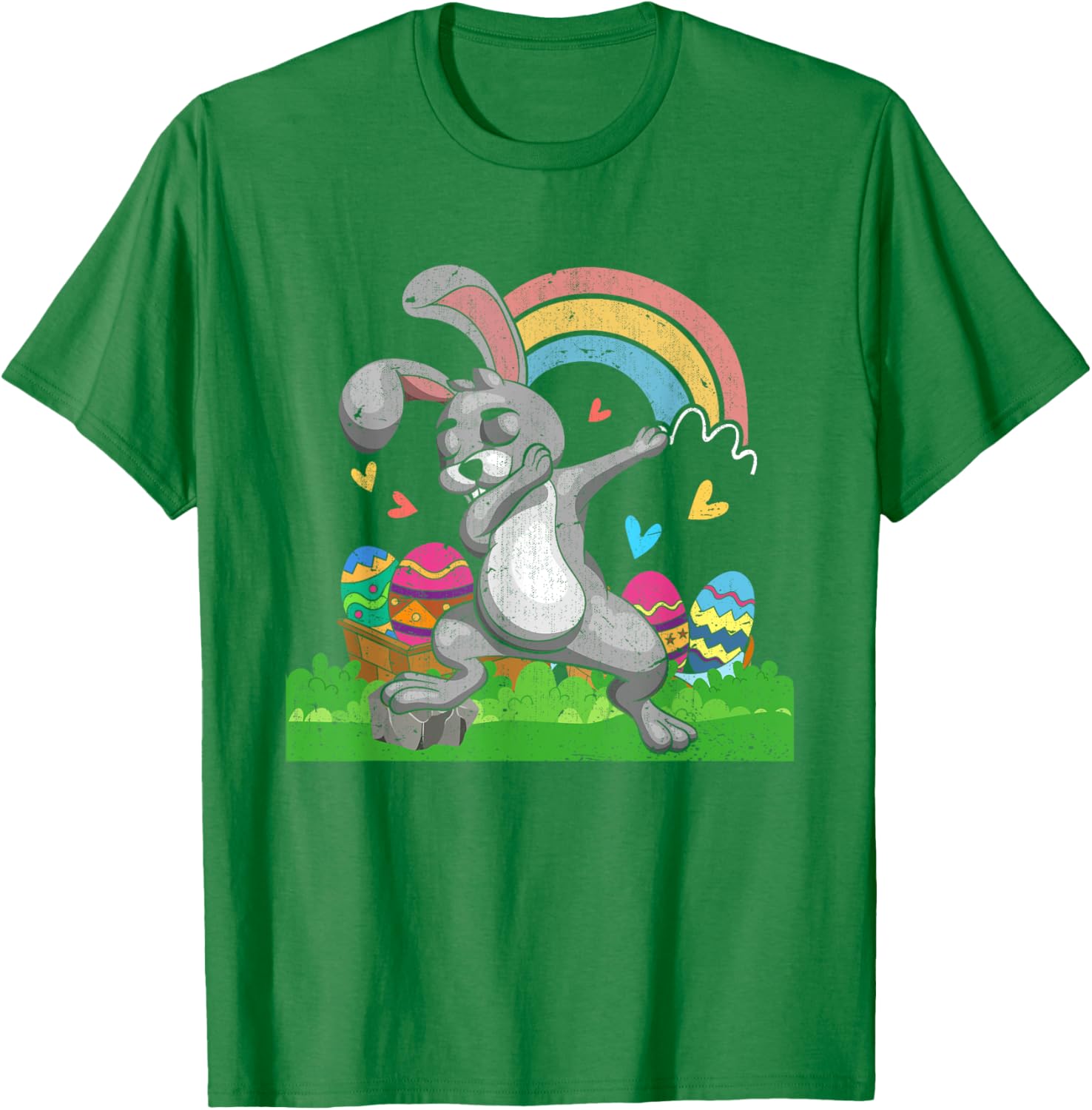 Rainbow Easter Eggs Funny Dabbing Rabbit Bunny Happy Easter T-Shirt