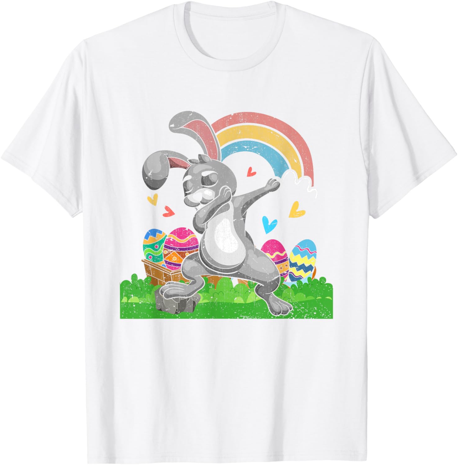 Rainbow Easter Eggs Funny Dabbing Rabbit Bunny Happy Easter T-Shirt