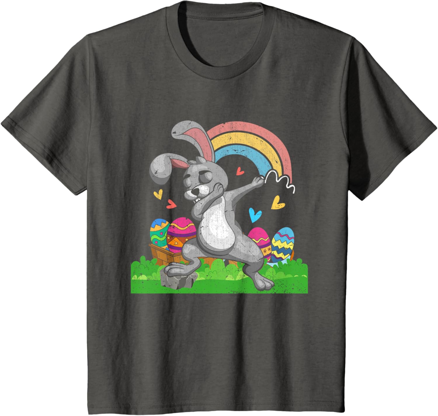 Rainbow Easter Eggs Funny Dabbing Rabbit Bunny Happy Easter T-Shirt