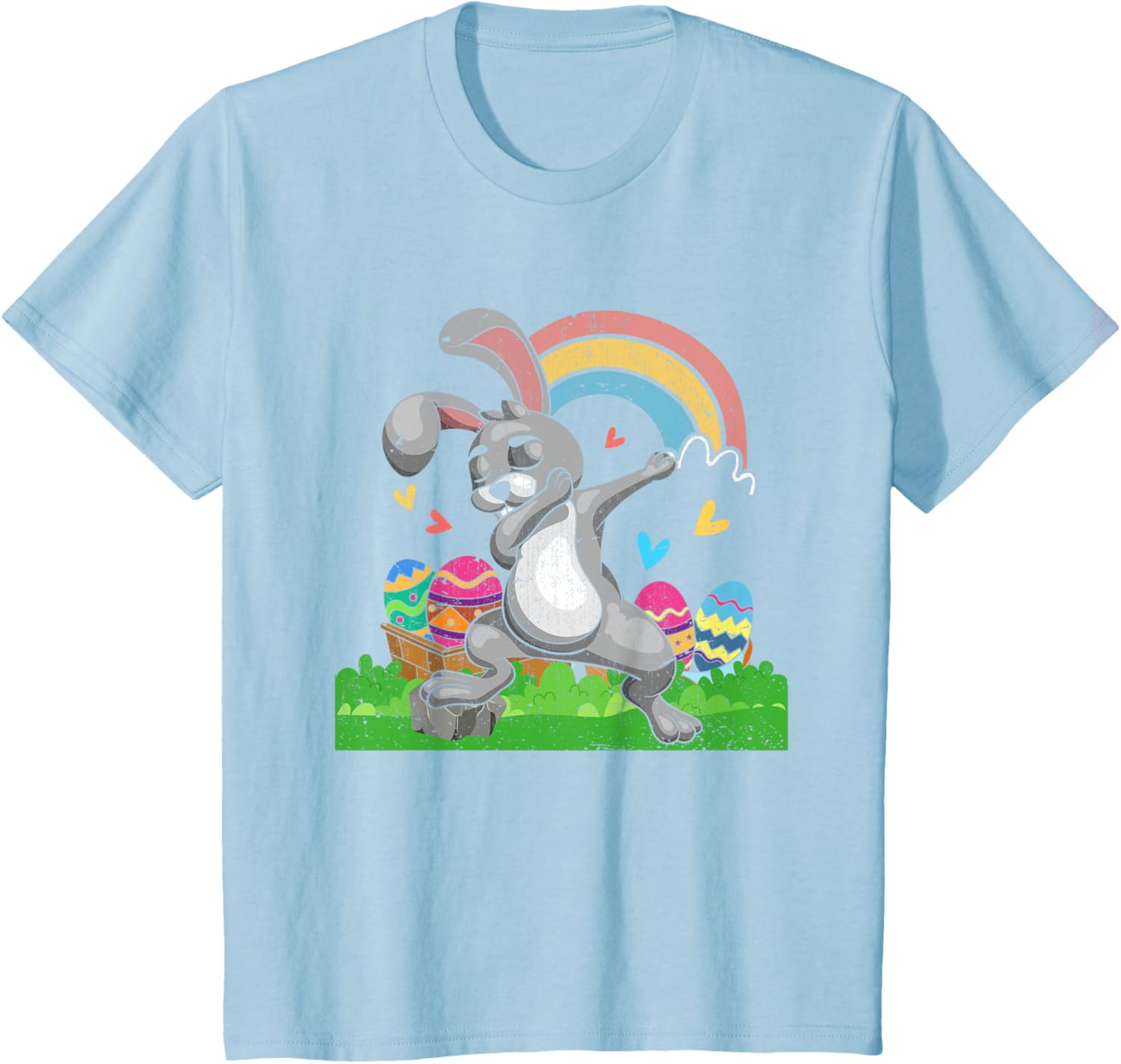 Rainbow Easter Eggs Funny Dabbing Rabbit Bunny Happy Easter T-Shirt