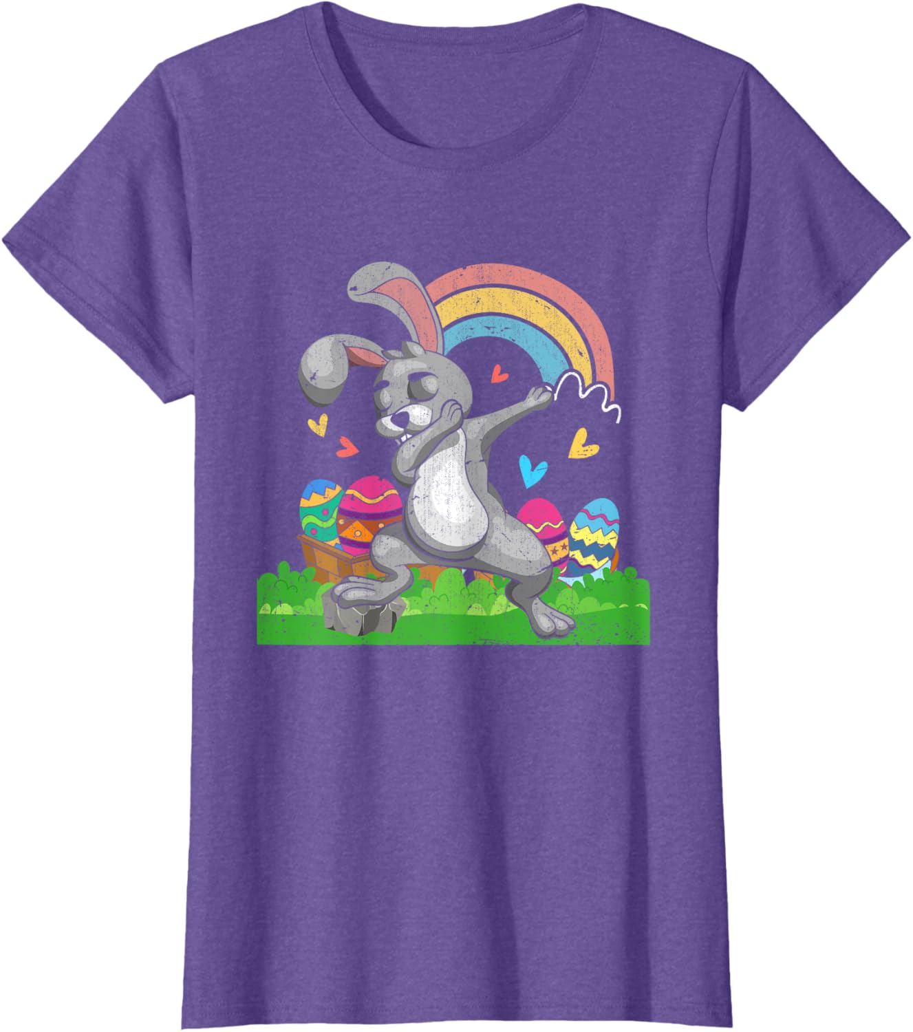 Rainbow Easter Eggs Funny Dabbing Rabbit Bunny Happy Easter T-Shirt