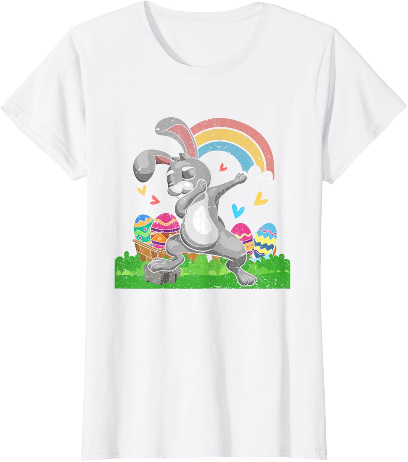 Rainbow Easter Eggs Funny Dabbing Rabbit Bunny Happy Easter T-Shirt