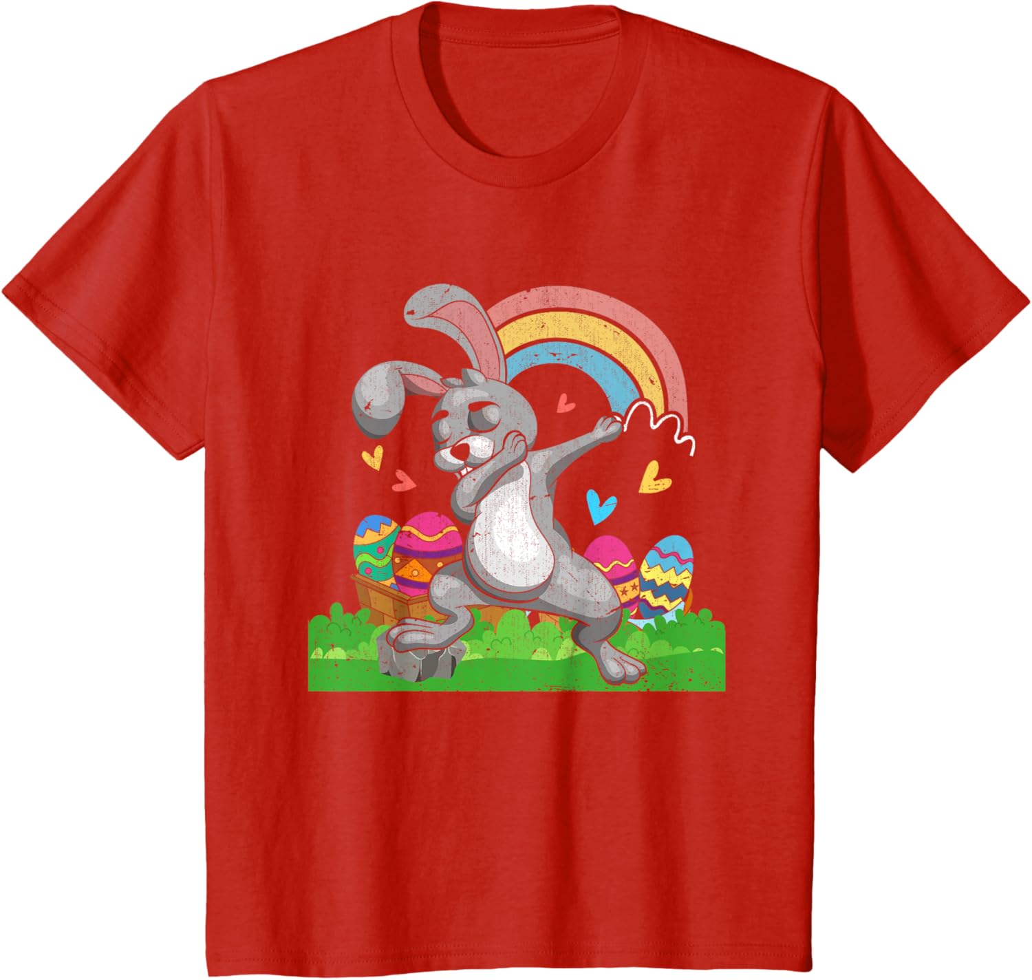 Rainbow Easter Eggs Funny Dabbing Rabbit Bunny Happy Easter T-Shirt