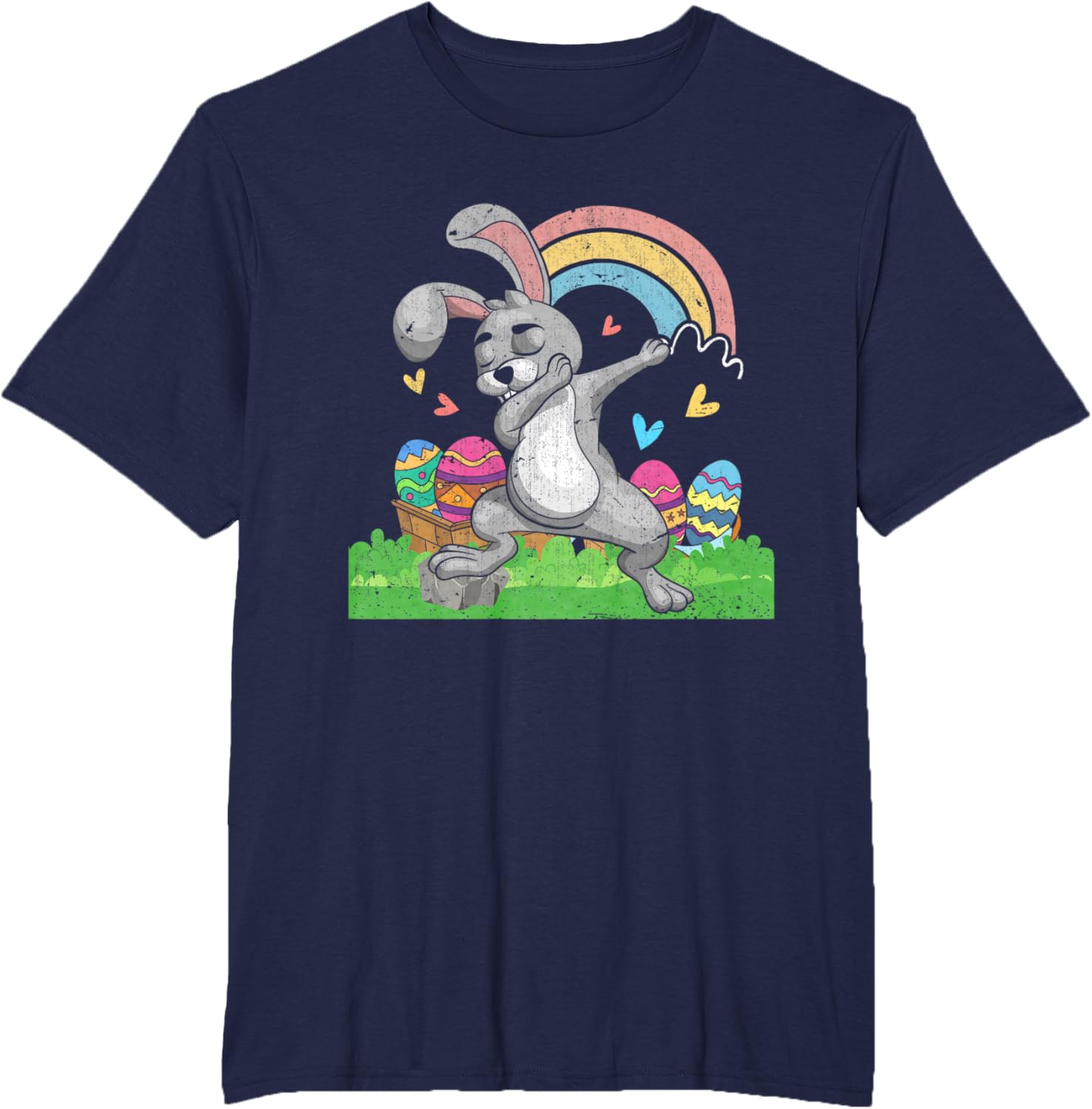 Rainbow Easter Eggs Funny Dabbing Rabbit Bunny Happy Easter T-Shirt