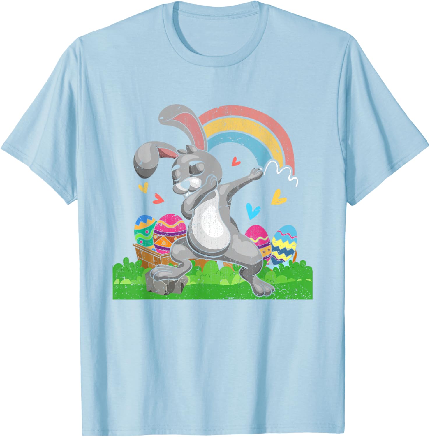 Rainbow Easter Eggs Funny Dabbing Rabbit Bunny Happy Easter T-Shirt