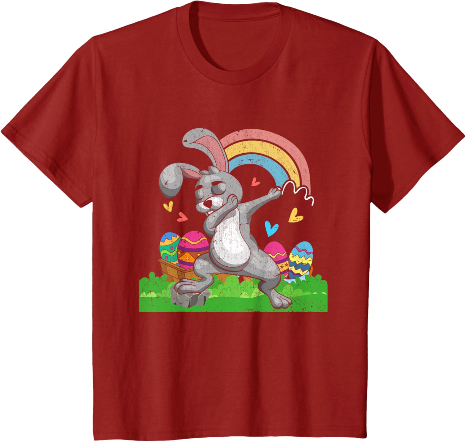 Rainbow Easter Eggs Funny Dabbing Rabbit Bunny Happy Easter T-Shirt