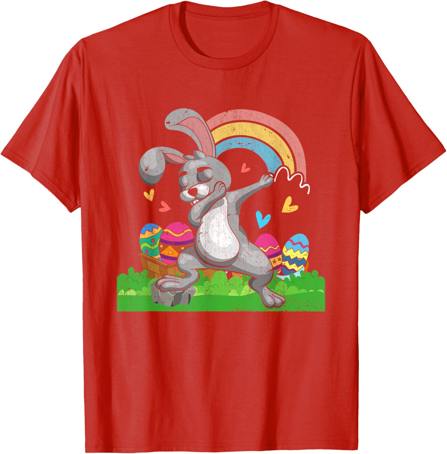 Rainbow Easter Eggs Funny Dabbing Rabbit Bunny Happy Easter T-Shirt