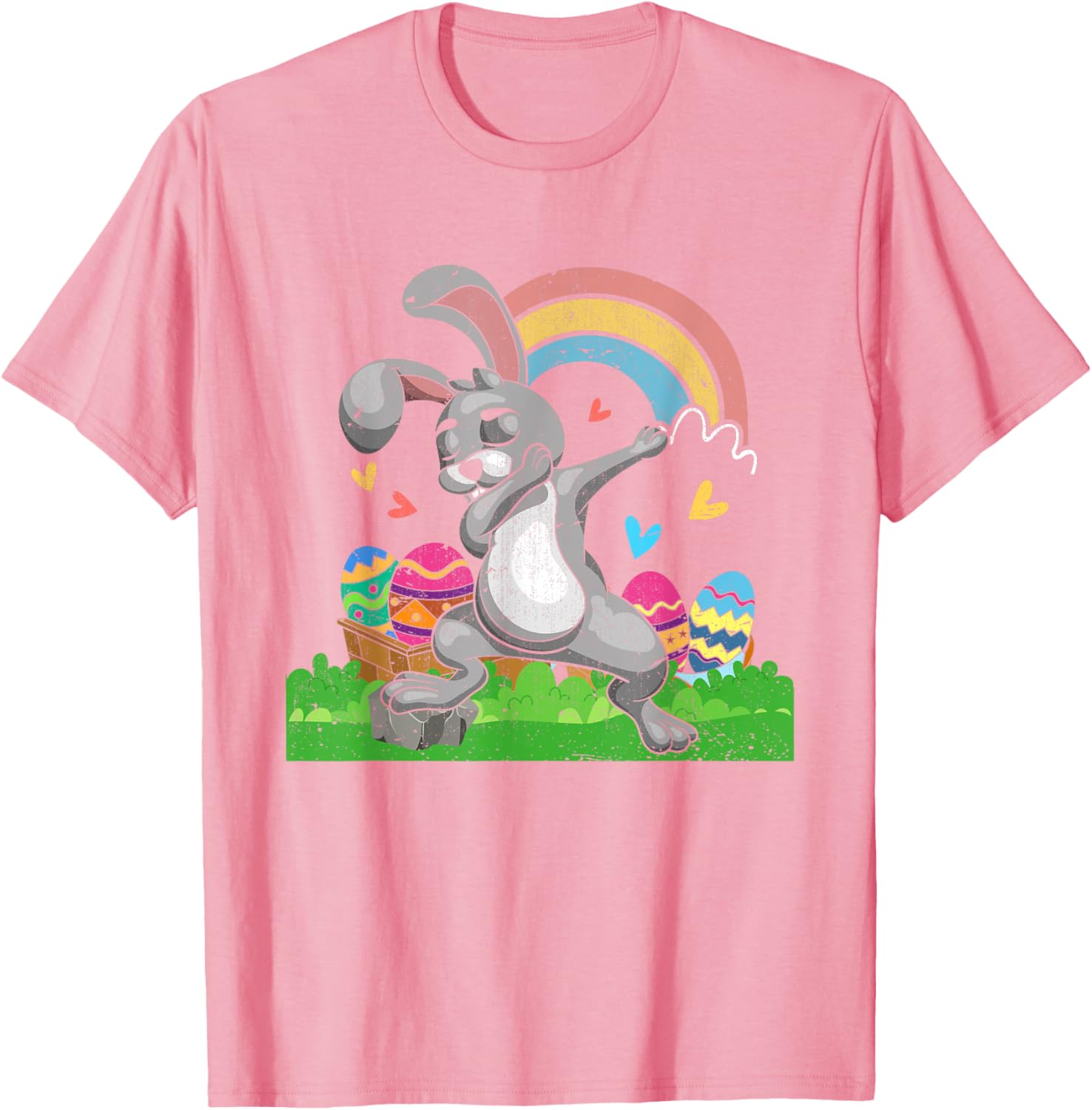 Rainbow Easter Eggs Funny Dabbing Rabbit Bunny Happy Easter T-Shirt