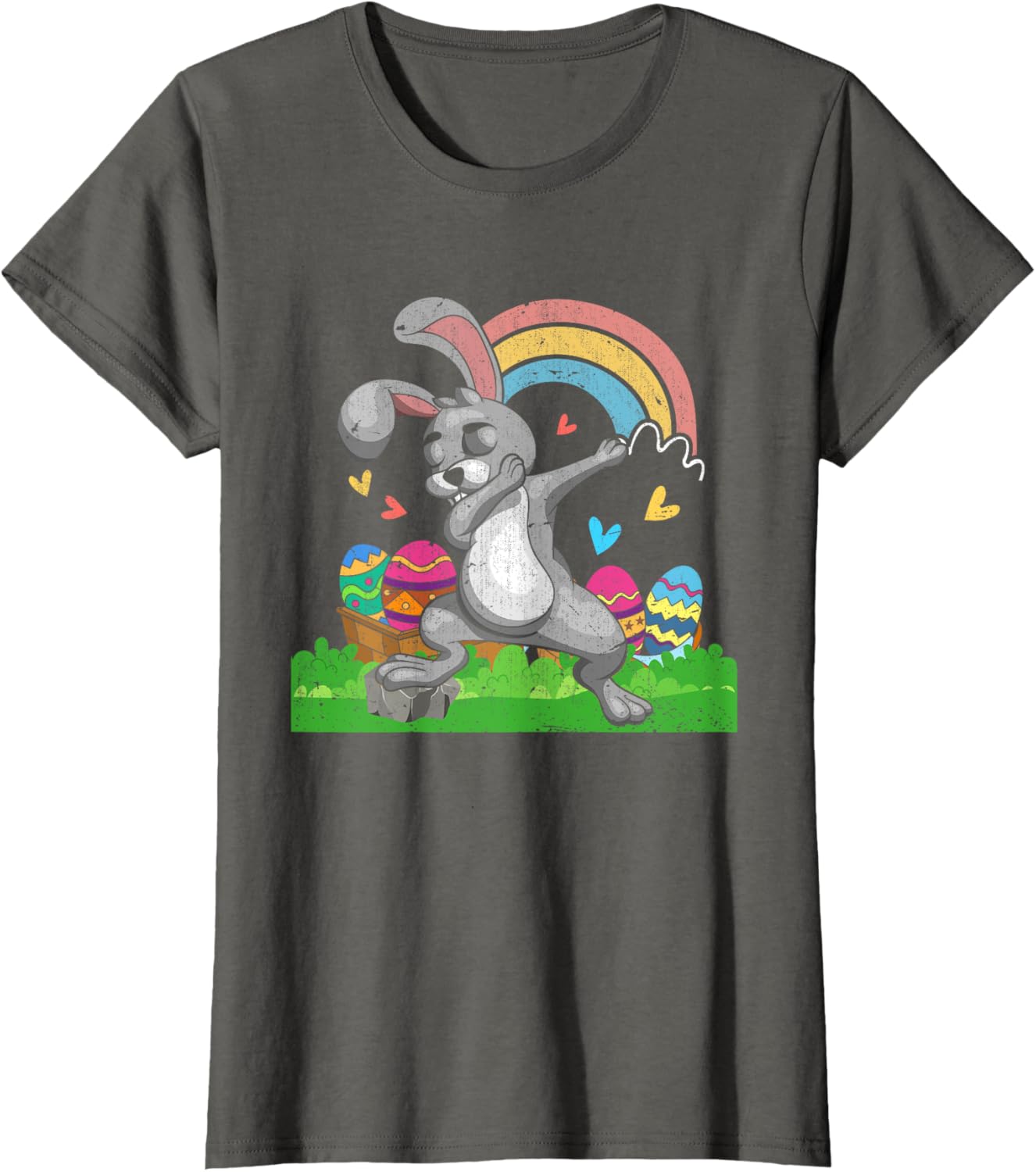 Rainbow Easter Eggs Funny Dabbing Rabbit Bunny Happy Easter T-Shirt