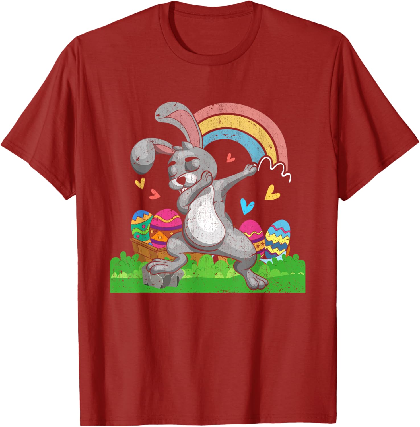 Rainbow Easter Eggs Funny Dabbing Rabbit Bunny Happy Easter T-Shirt