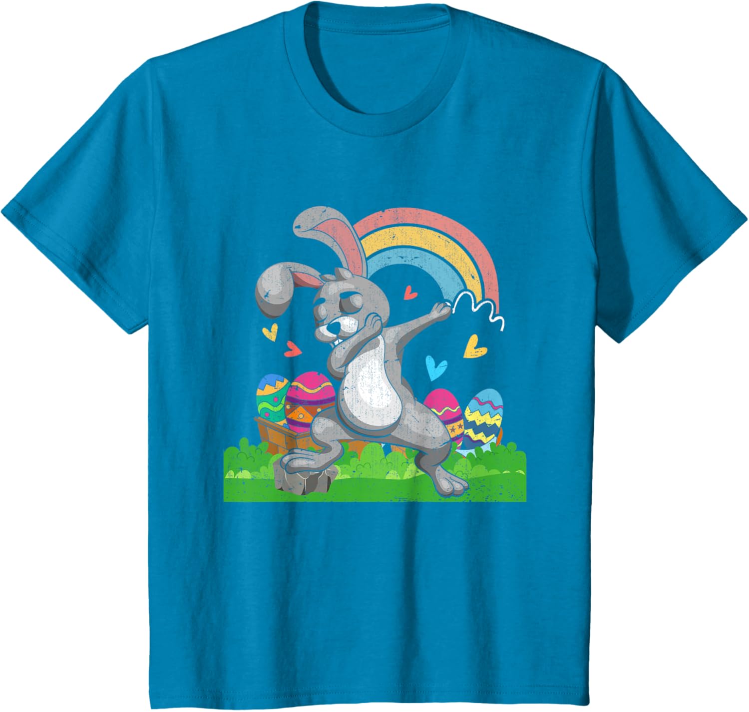 Rainbow Easter Eggs Funny Dabbing Rabbit Bunny Happy Easter T-Shirt