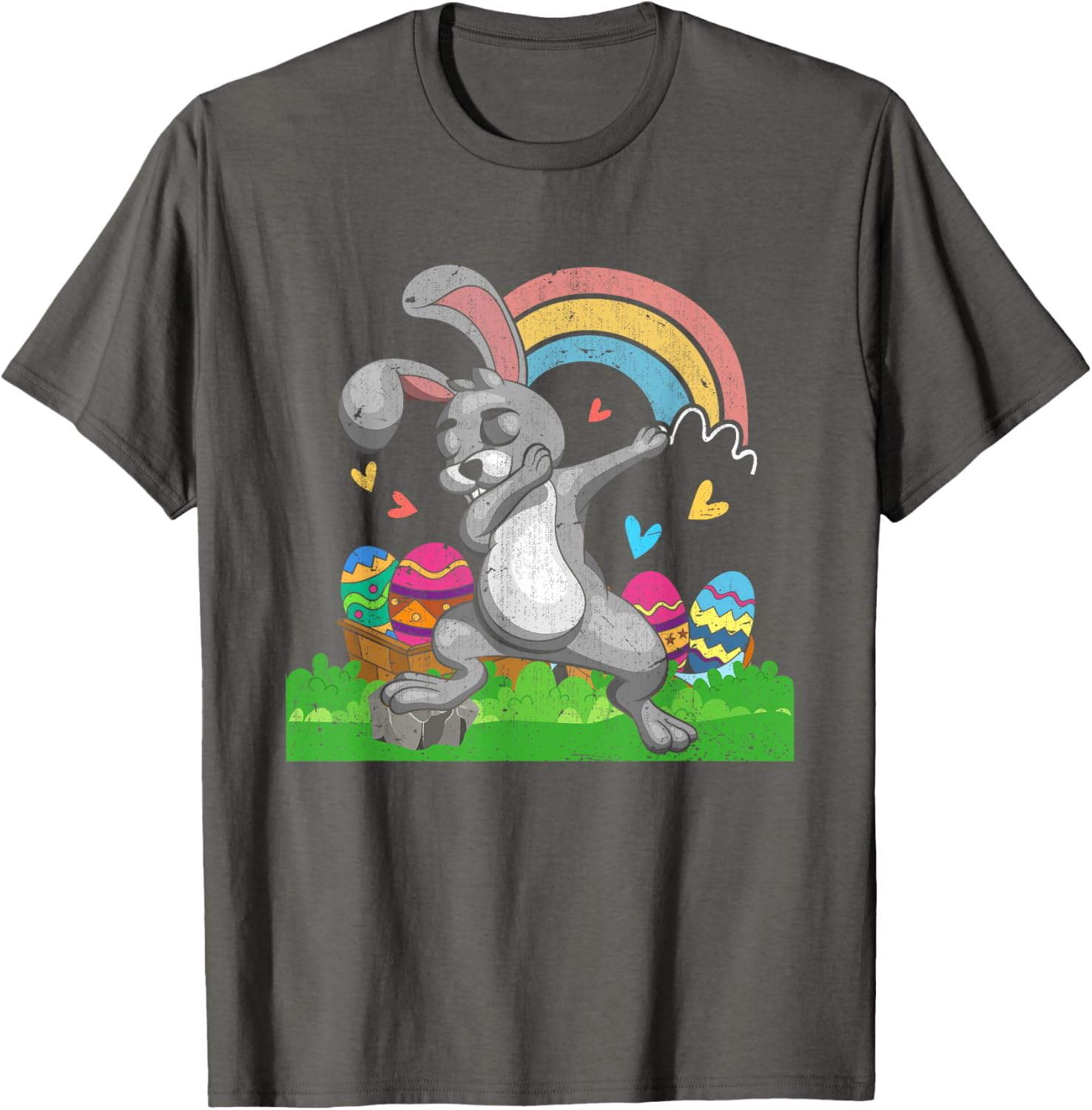 Rainbow Easter Eggs Funny Dabbing Rabbit Bunny Happy Easter T-Shirt