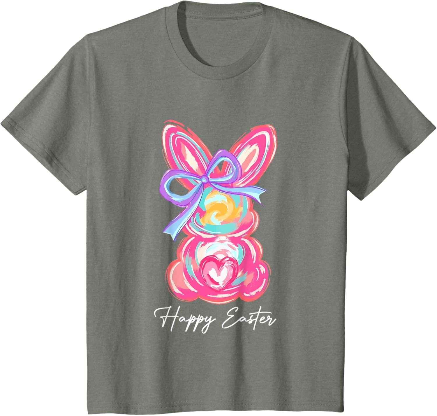 Retro Cute Pink Chinoiserie Bunny Easter Coquette Bow Girls T-Shirt