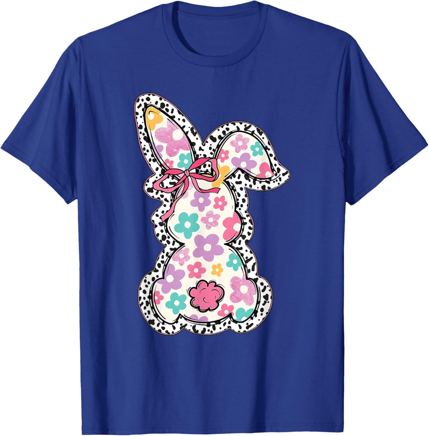 Retro Floral Easter Bunny, Cute Coquette Bow Happy Easter T-Shirt