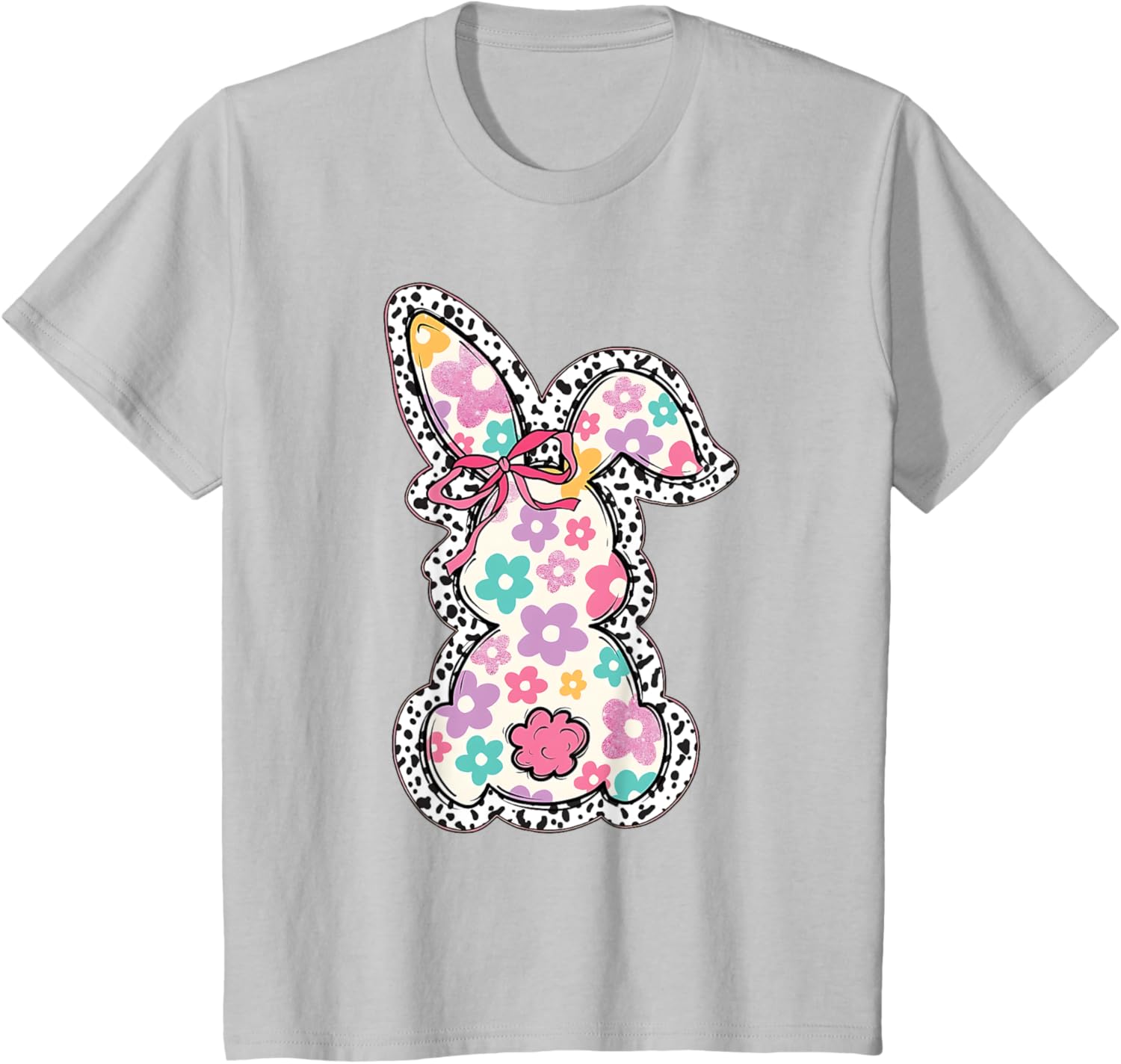 Retro Floral Easter Bunny, Cute Coquette Bow Happy Easter T-Shirt