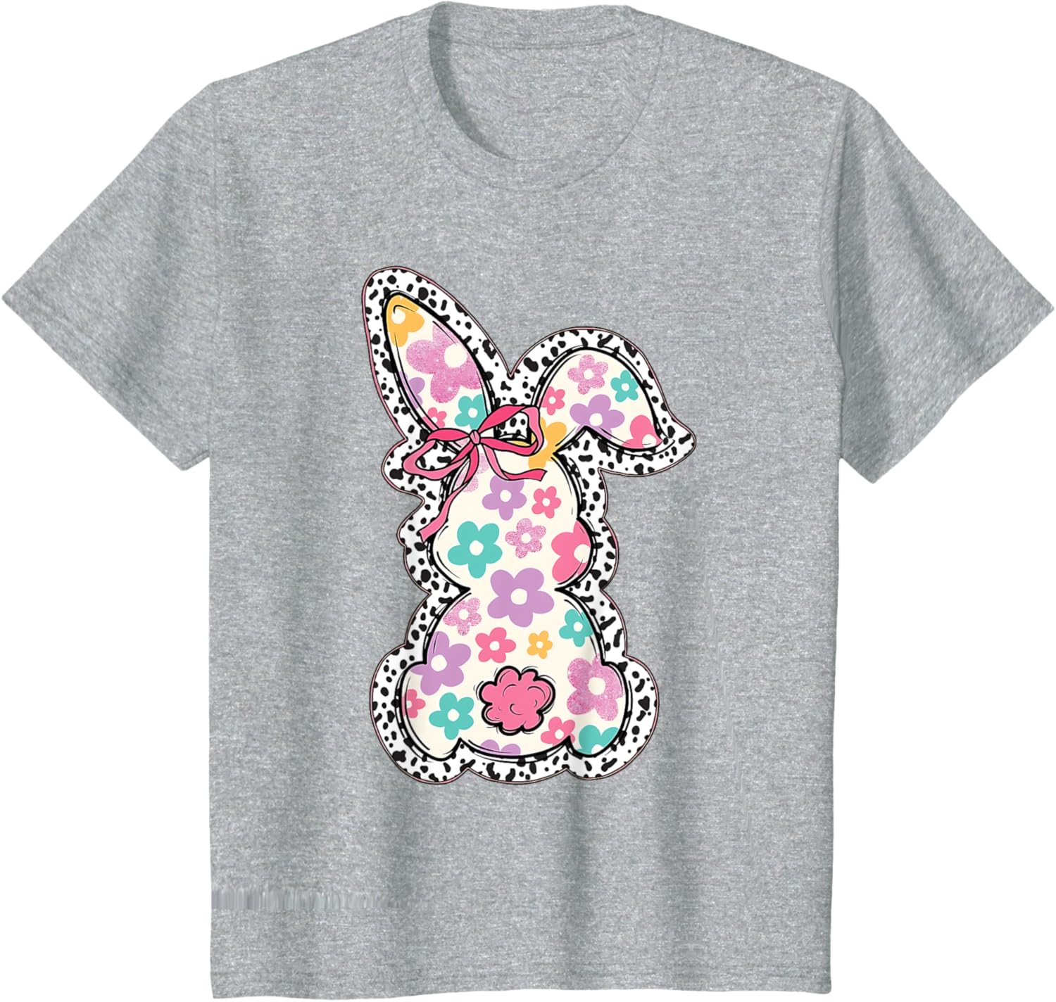 Retro Floral Easter Bunny, Cute Coquette Bow Happy Easter T-Shirt