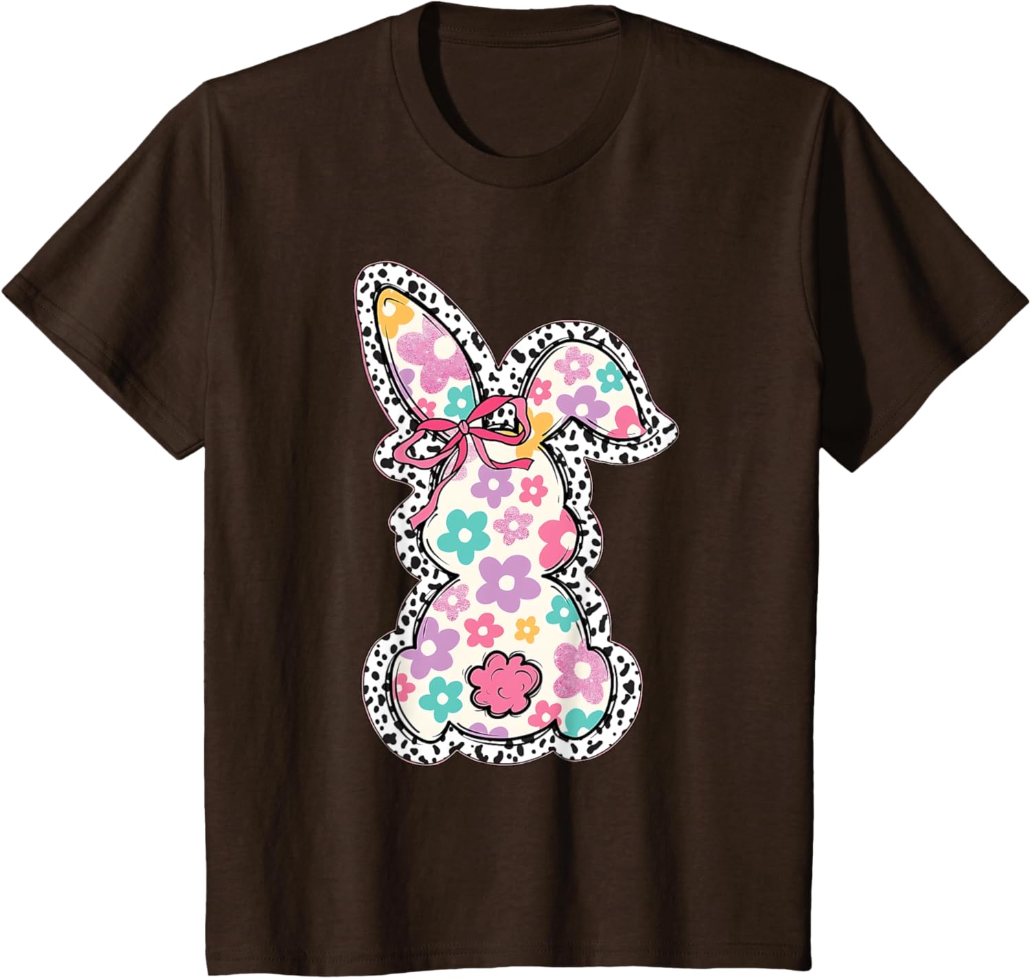 Retro Floral Easter Bunny, Cute Coquette Bow Happy Easter T-Shirt