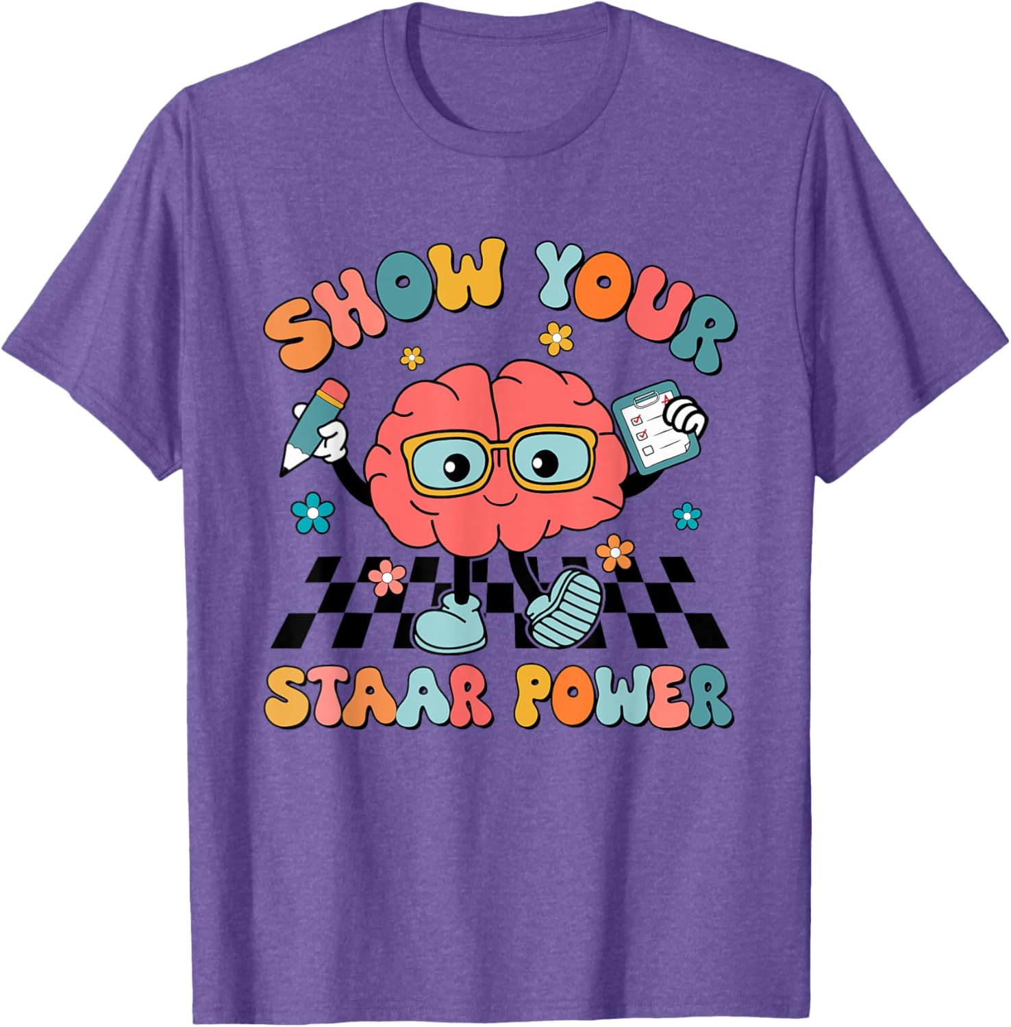 Retro Groovy Show Your STAAR Power Brain Teacher Testing Day T-Shirt