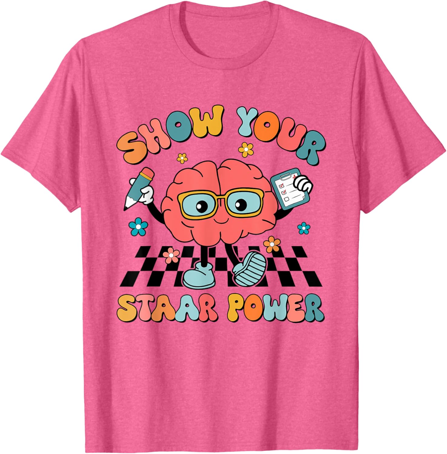 Retro Groovy Show Your STAAR Power Brain Teacher Testing Day T-Shirt