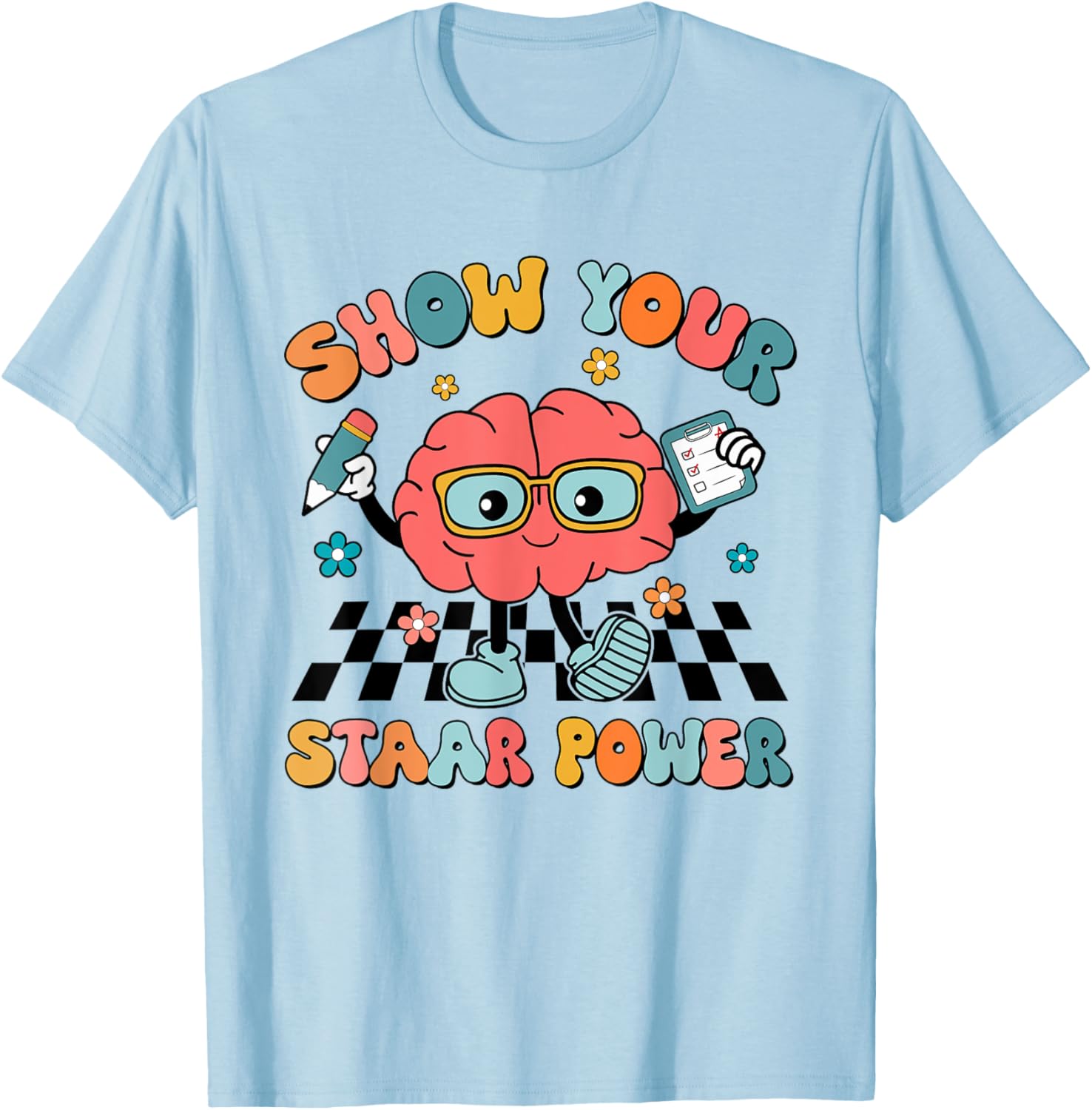 Retro Groovy Show Your STAAR Power Brain Teacher Testing Day T-Shirt