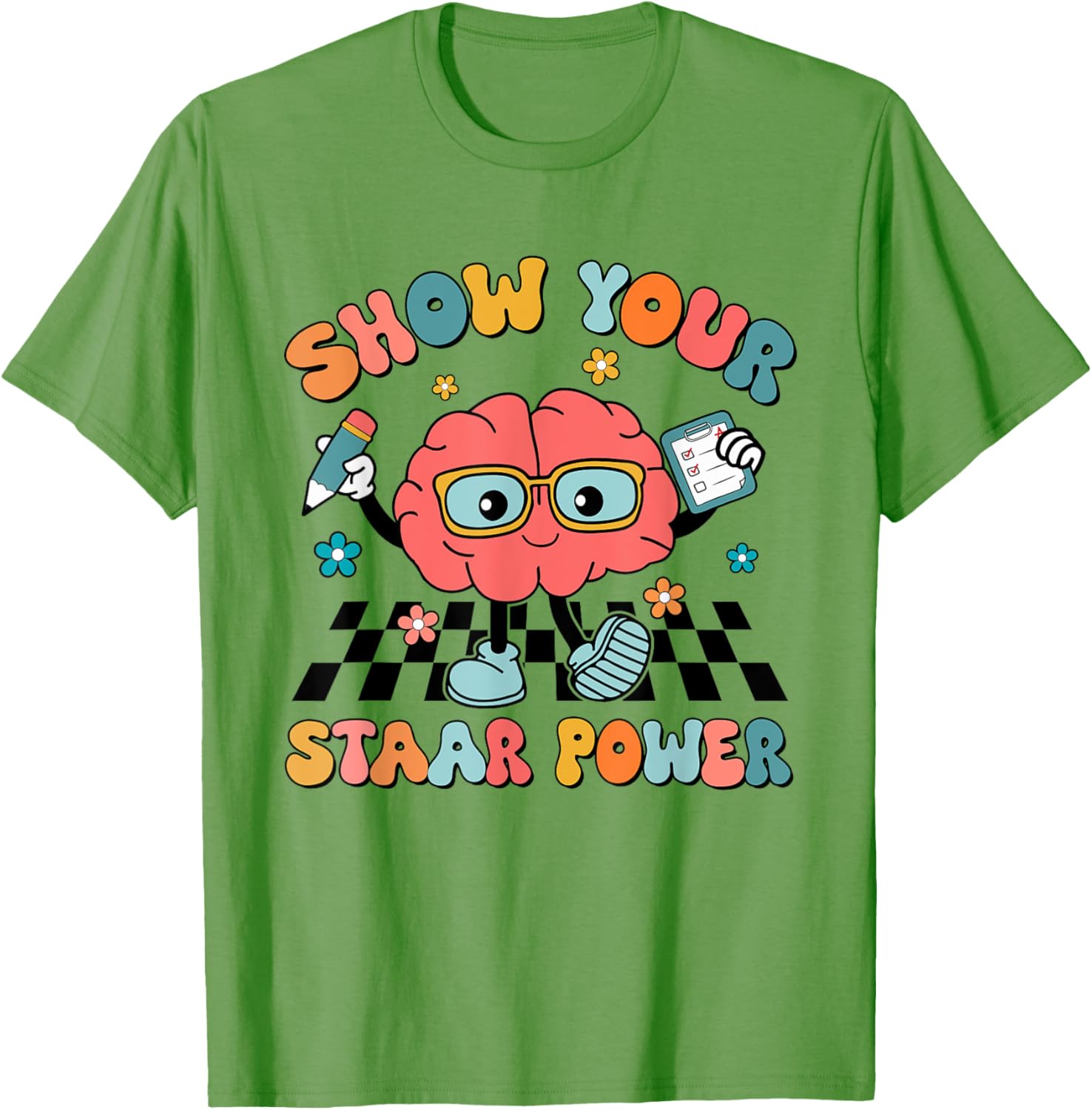 Retro Groovy Show Your STAAR Power Brain Teacher Testing Day T-Shirt
