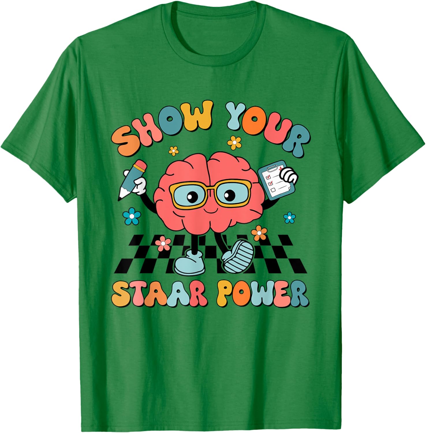 Retro Groovy Show Your STAAR Power Brain Teacher Testing Day T-Shirt