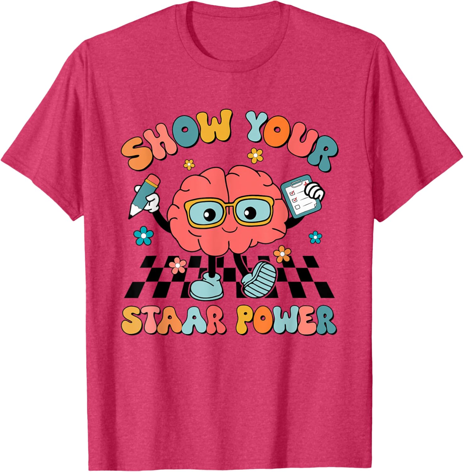 Retro Groovy Show Your STAAR Power Brain Teacher Testing Day T-Shirt