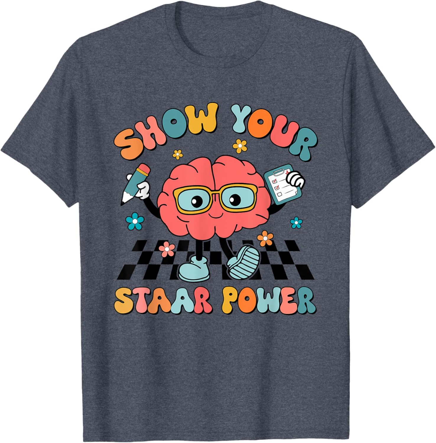 Retro Groovy Show Your STAAR Power Brain Teacher Testing Day T-Shirt