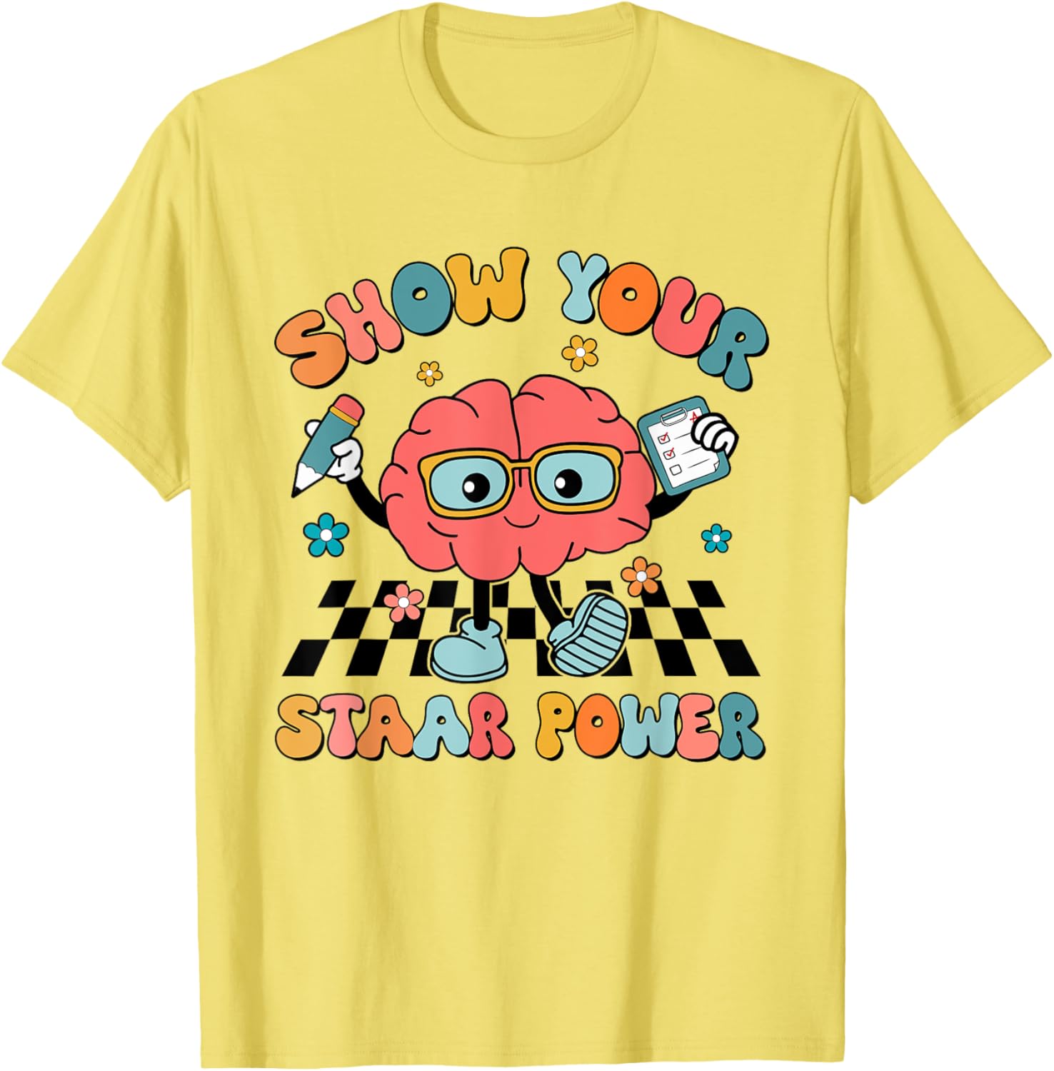 Retro Groovy Show Your STAAR Power Brain Teacher Testing Day T-Shirt