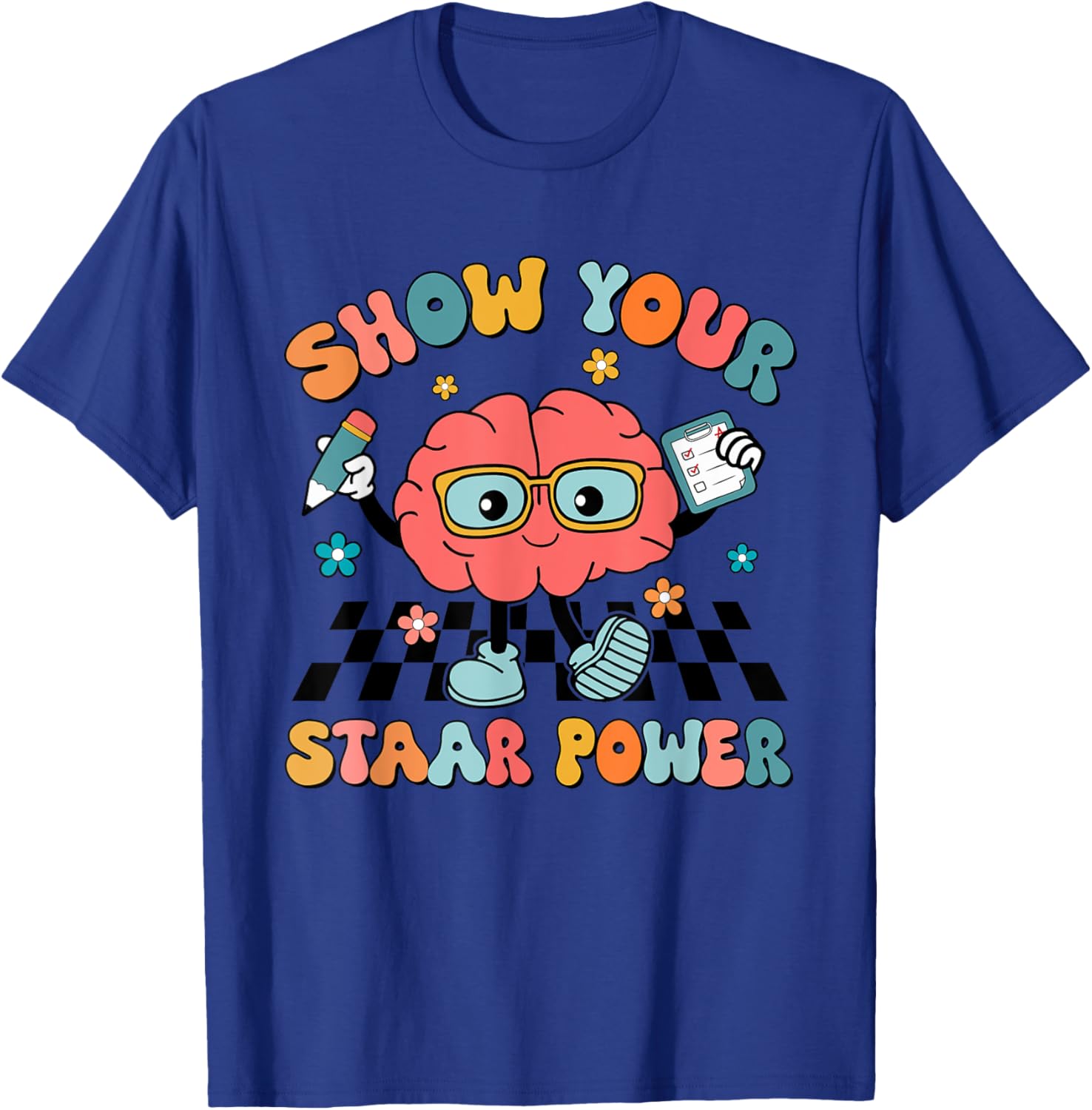 Retro Groovy Show Your STAAR Power Brain Teacher Testing Day T-Shirt