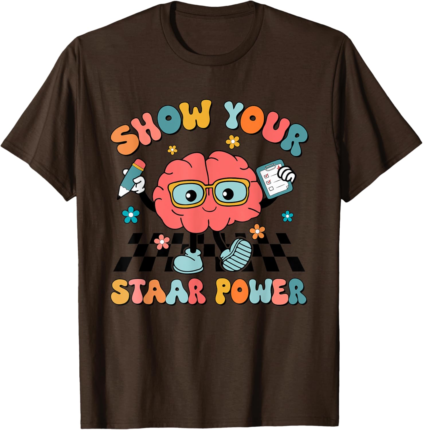 Retro Groovy Show Your STAAR Power Brain Teacher Testing Day T-Shirt