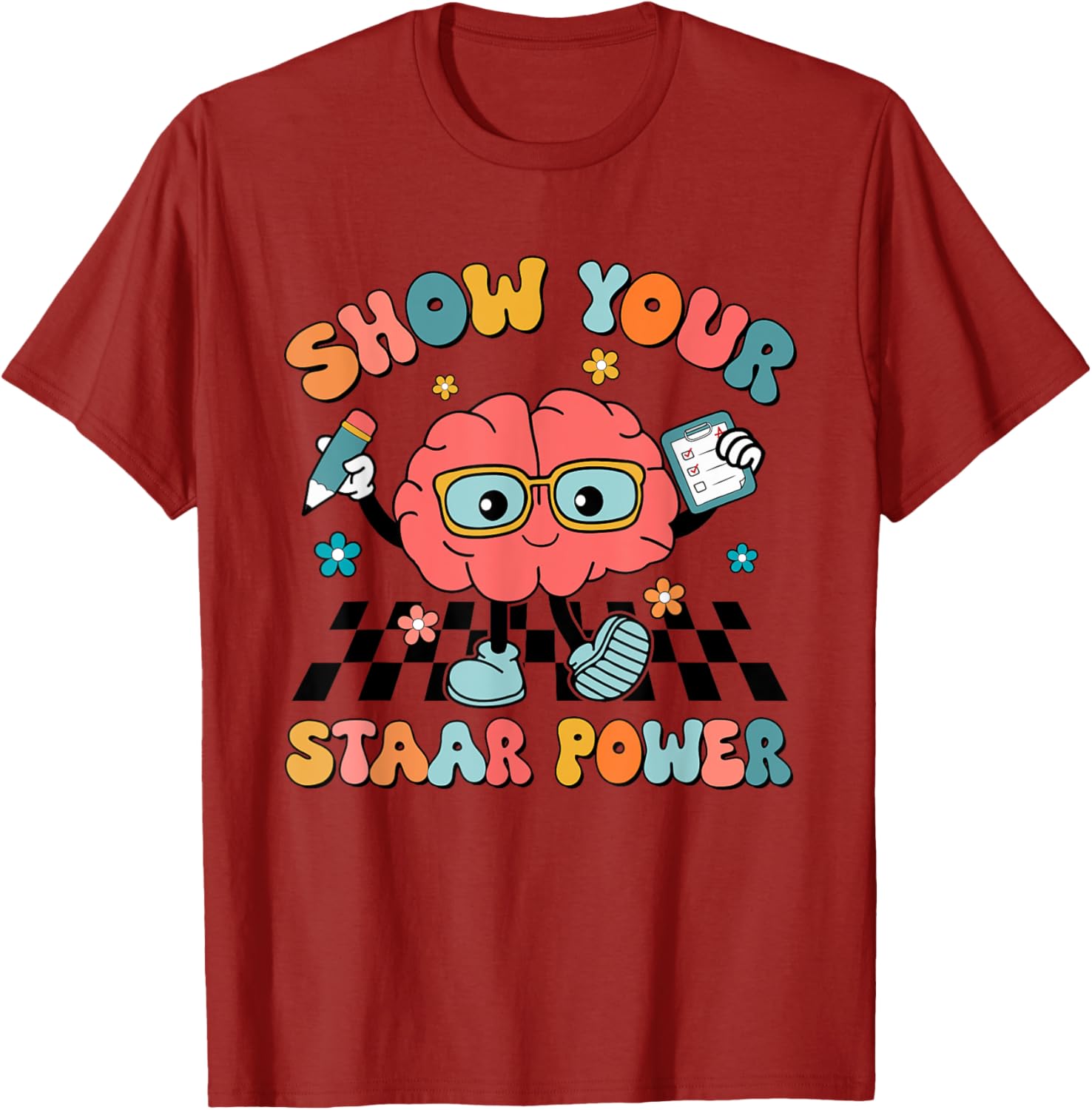 Retro Groovy Show Your STAAR Power Brain Teacher Testing Day T-Shirt