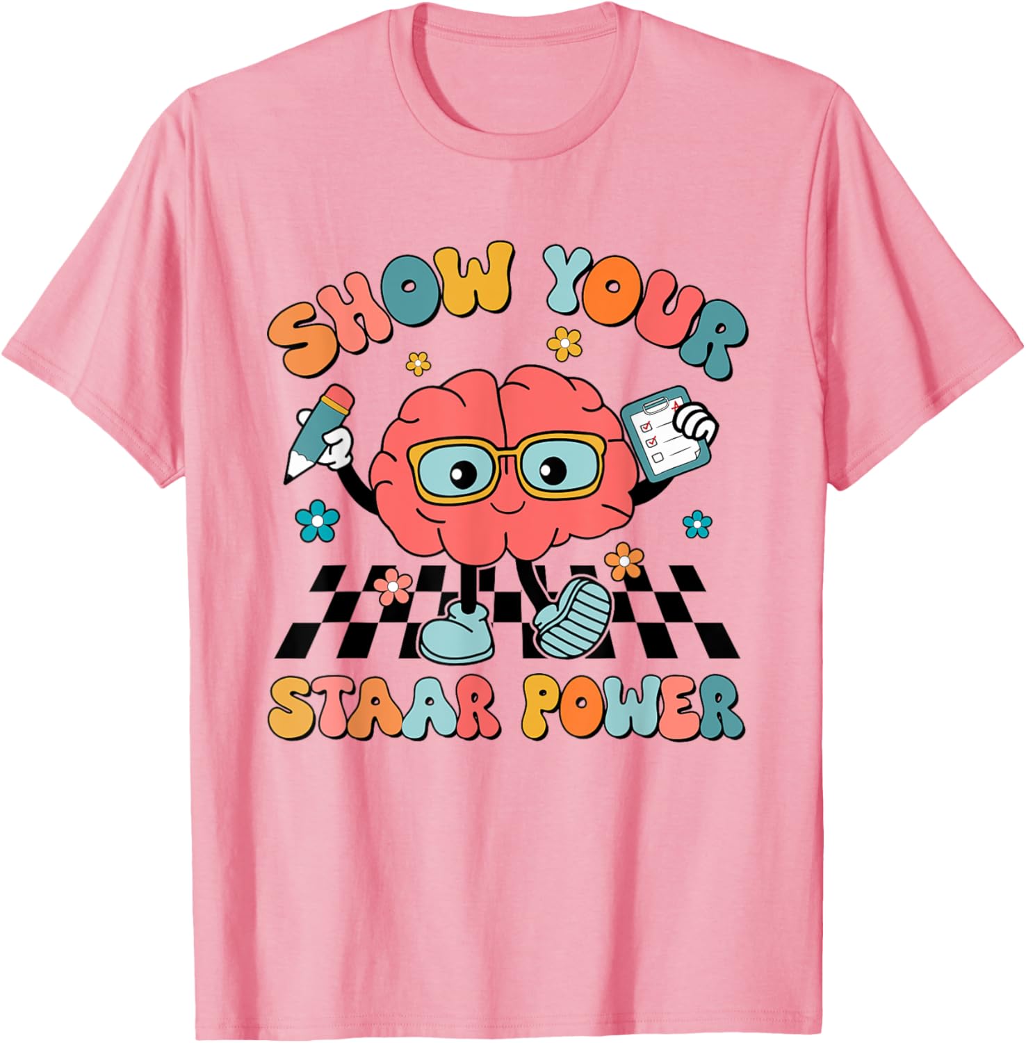 Retro Groovy Show Your STAAR Power Brain Teacher Testing Day T-Shirt