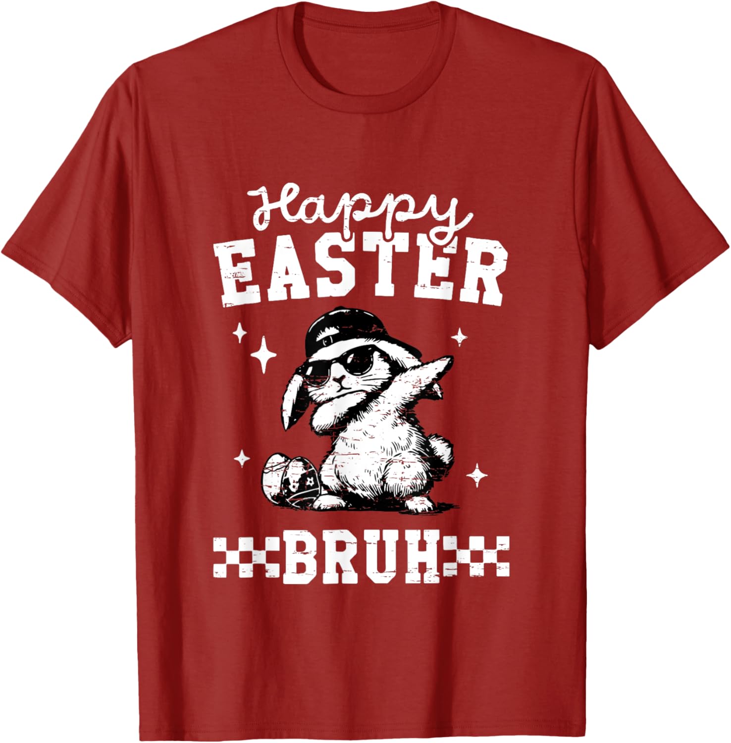 Retro Happy Easter Bruh Bunny Dabbing Funny Eggs Easter Day T-Shirt