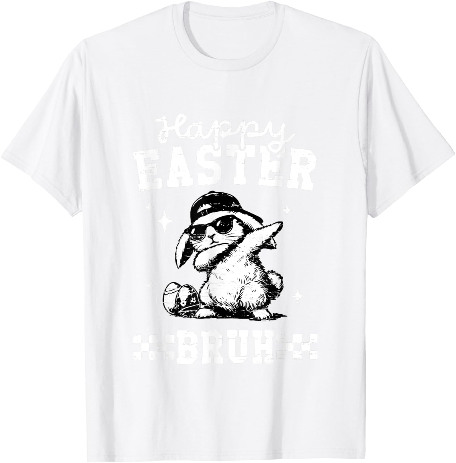 Retro Happy Easter Bruh Bunny Dabbing Funny Eggs Easter Day T-Shirt