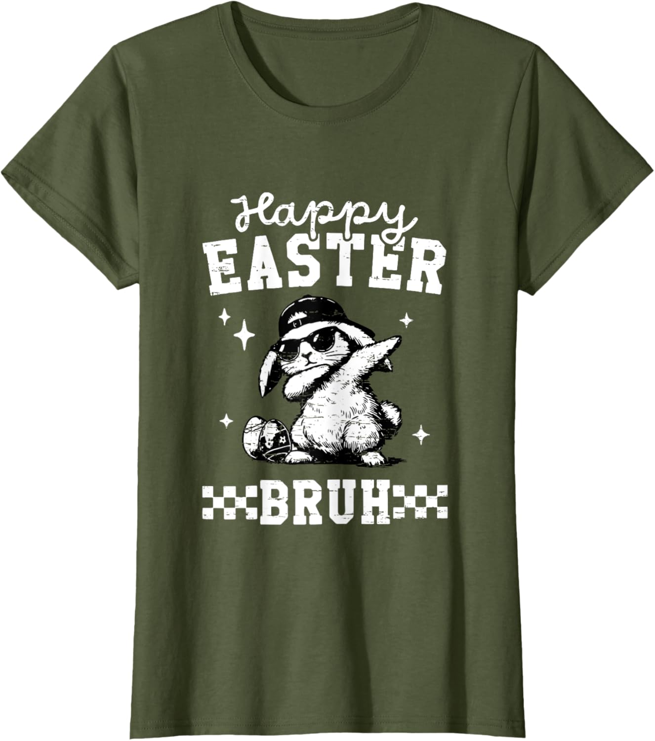 Retro Happy Easter Bruh Bunny Dabbing Funny Eggs Easter Day T-Shirt