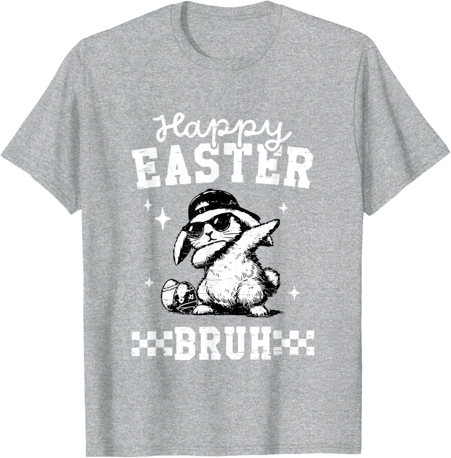 Retro Happy Easter Bruh Bunny Dabbing Funny Eggs Easter Day T-Shirt